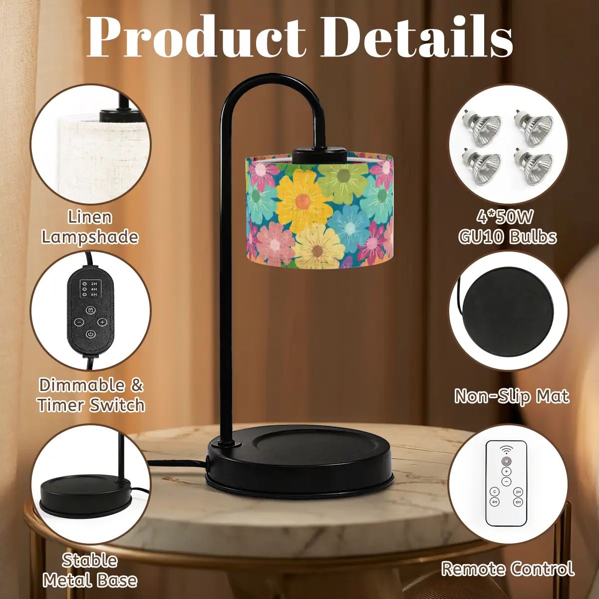 Candle Warmer Lamp | Vibrant Daisy Floral