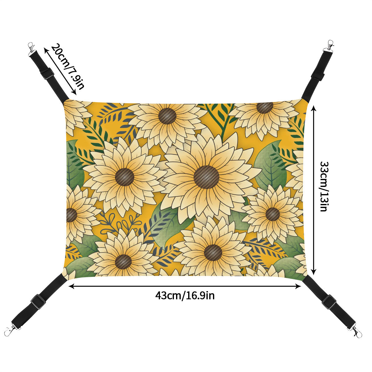 Pet Hammock | Bold Floral Design Yellow Sunny Sunflower Garden
