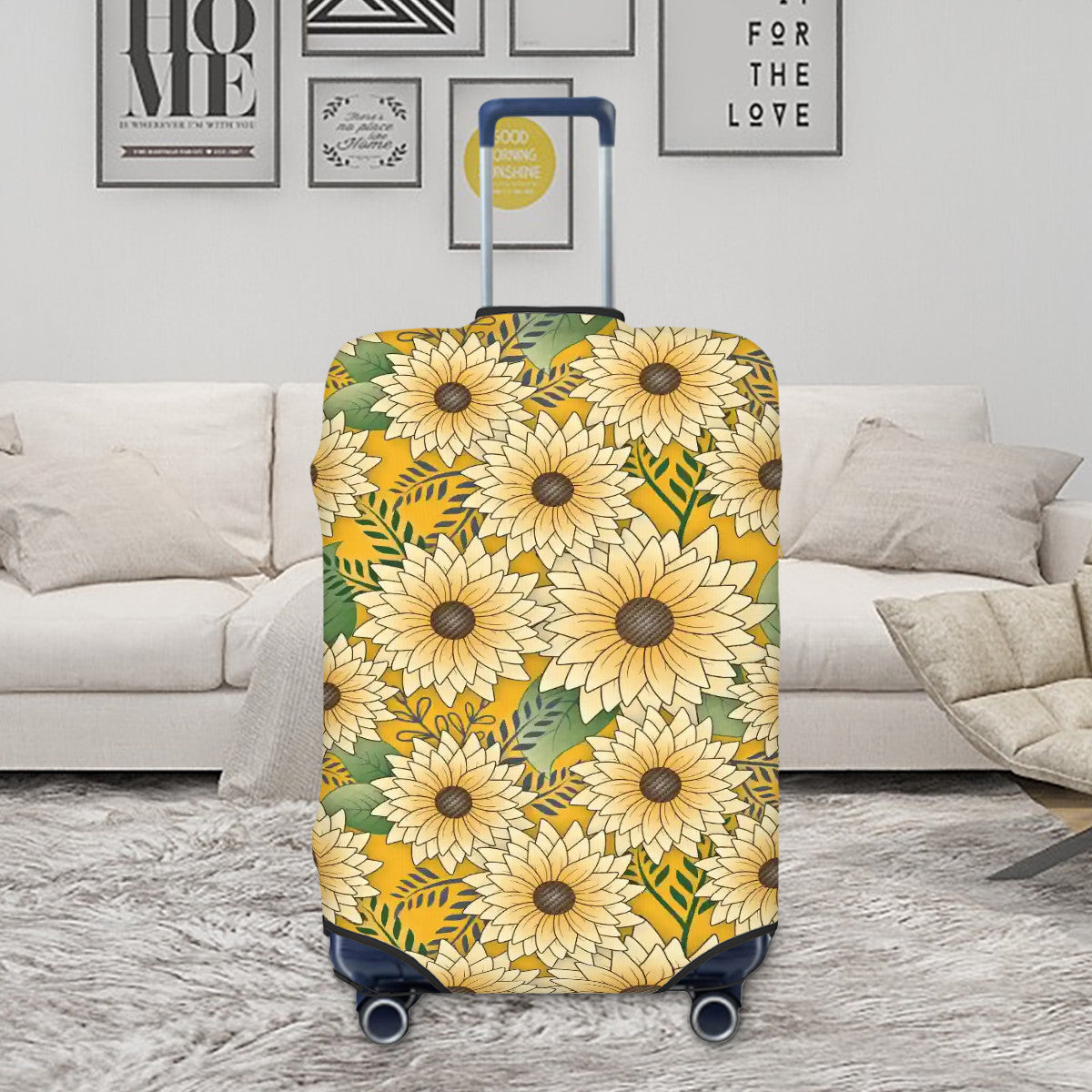 Thickened Luggage Cover | Bold Floral Design Yellow Sunny Sunflower Garden