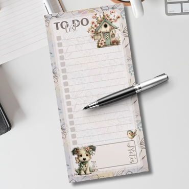 Magnetic Notepad | Wild Blossom Whimsical Dog Themed 1 To Do List