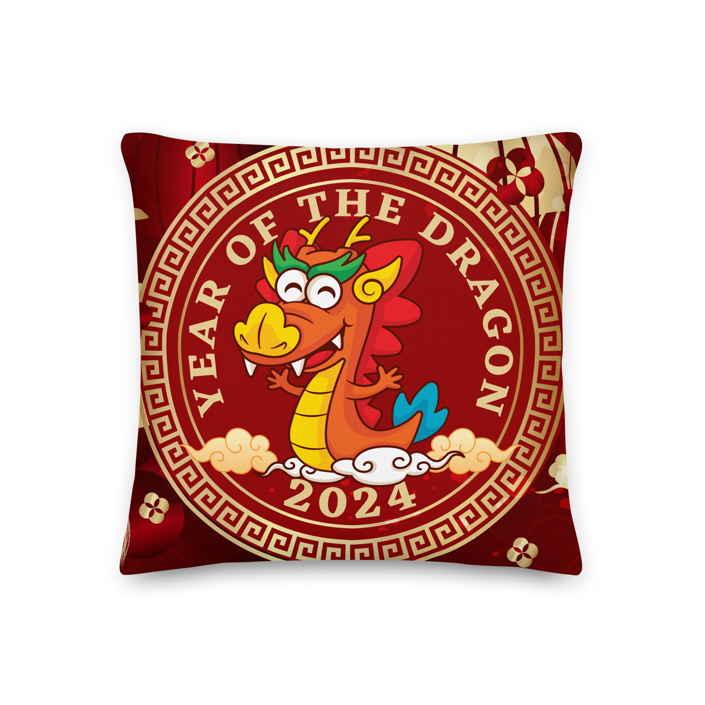 Premium Pillow | 18″×18″, 20″×12″, 22″×22″ | Year of the Dragon 2024 | Chinese Zodiac Sign Cartoon Design