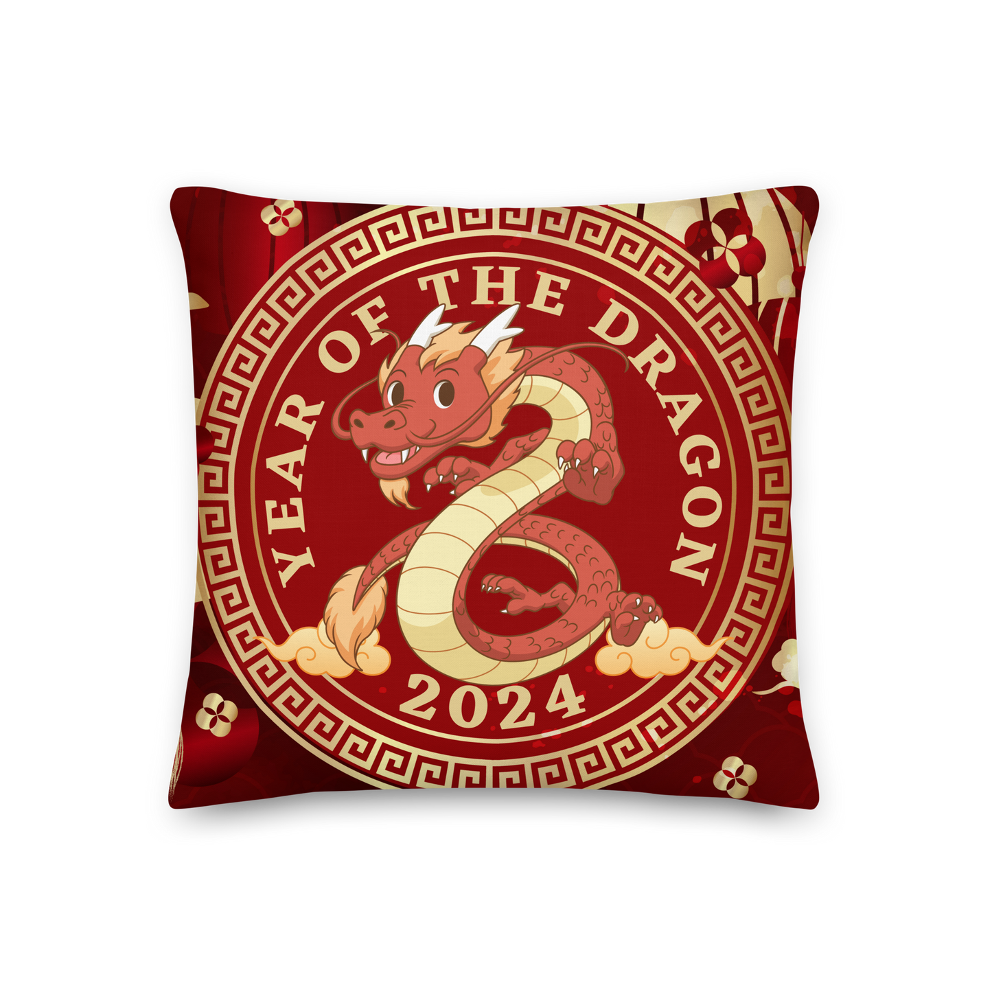 Premium Pillow | 18″×18″, 20″×12″, 22″×22″ | Year of the Dragon 2024 | Chinese Zodiac Sign Cartoon Design