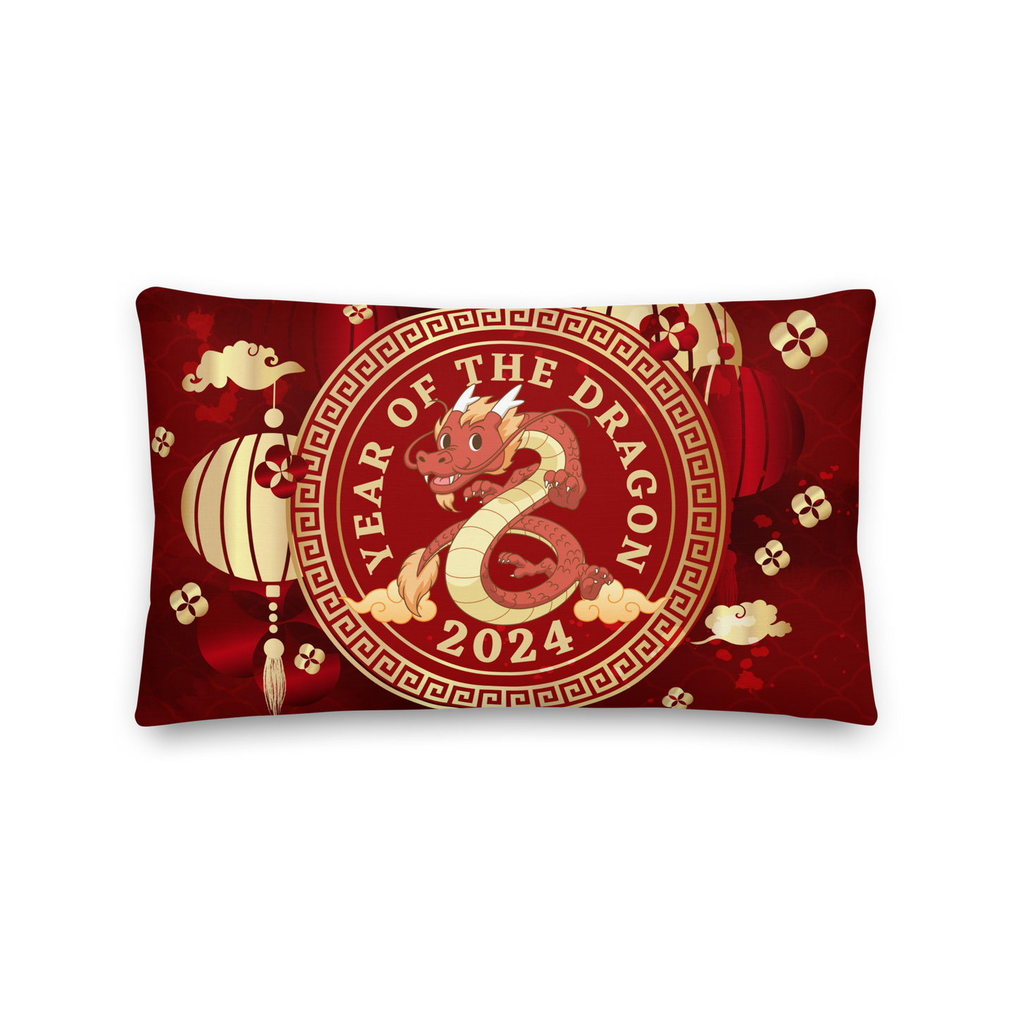 Premium Pillow | 18″×18″, 20″×12″, 22″×22″ | Year of the Dragon 2024 | Chinese Zodiac Sign Cartoon Design