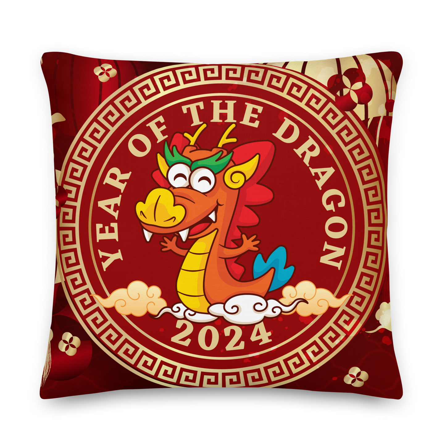 Premium Pillow | 18″×18″, 20″×12″, 22″×22″ | Year of the Dragon 2024 | Chinese Zodiac Sign Cartoon Design