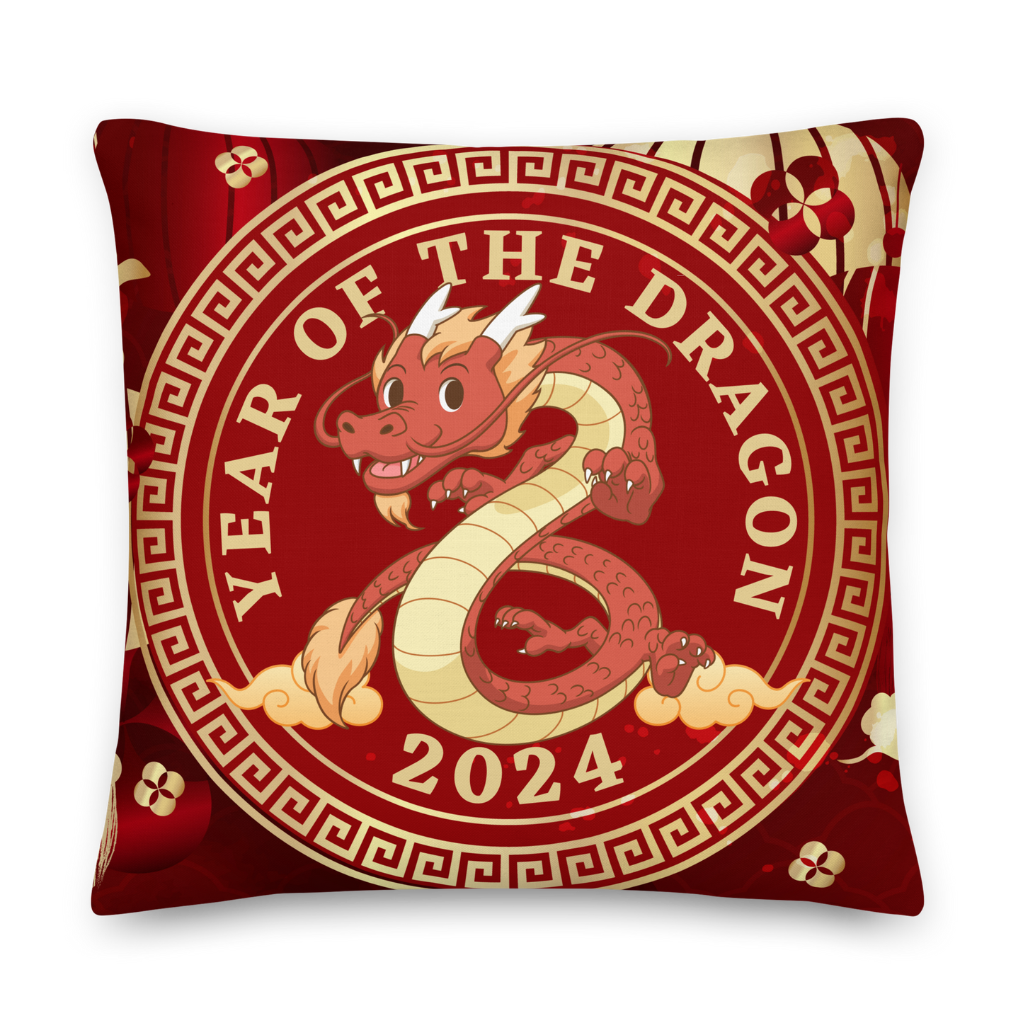 Premium Pillow | 18″×18″, 20″×12″, 22″×22″ | Year of the Dragon 2024 | Chinese Zodiac Sign Cartoon Design