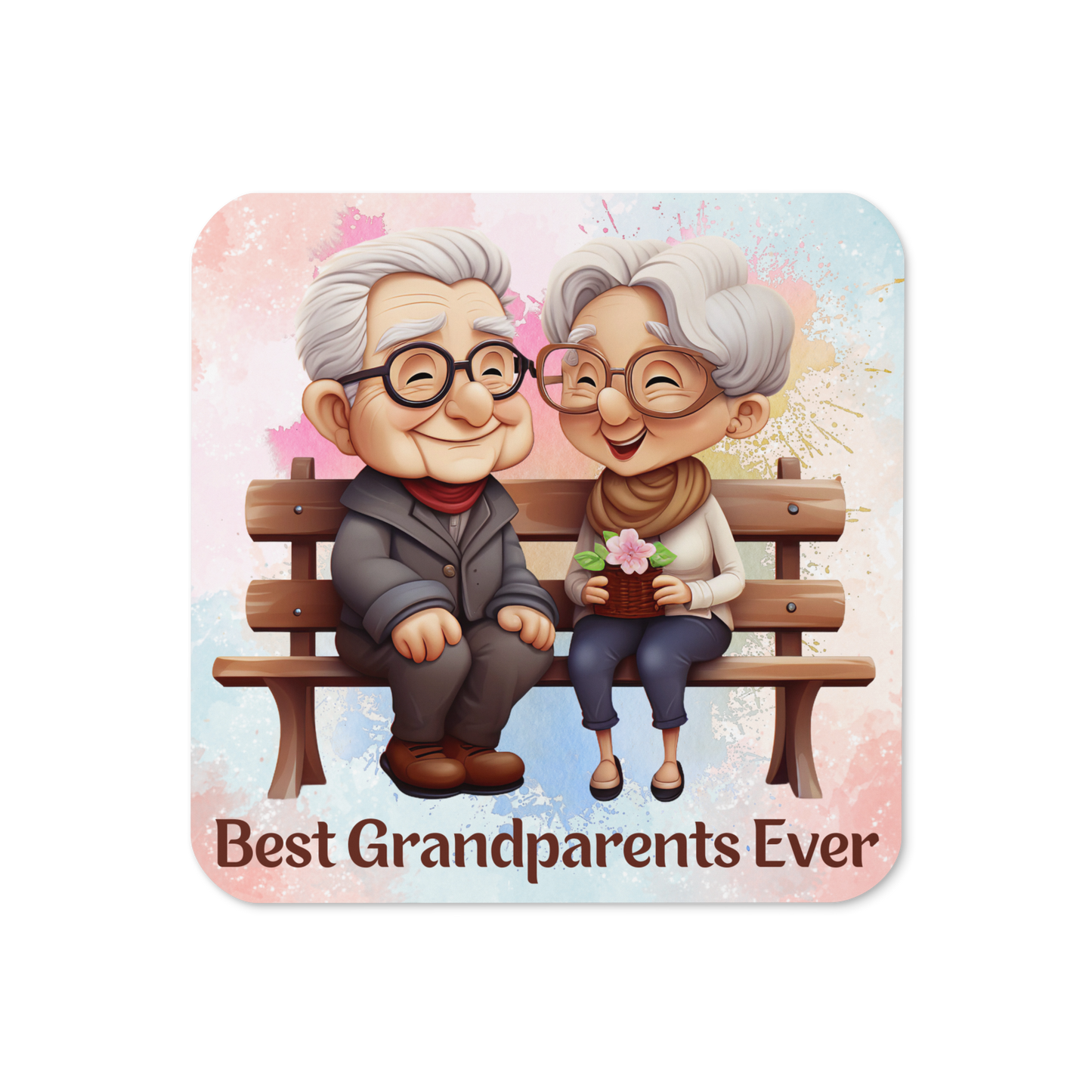 Cork-back coaster | Best Grandparents Ever Sitting on the Bench