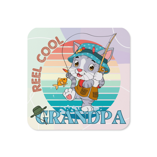 Cork-back coaster | Reel Cool Grandpa Best Grandpa Ever Cat Themed