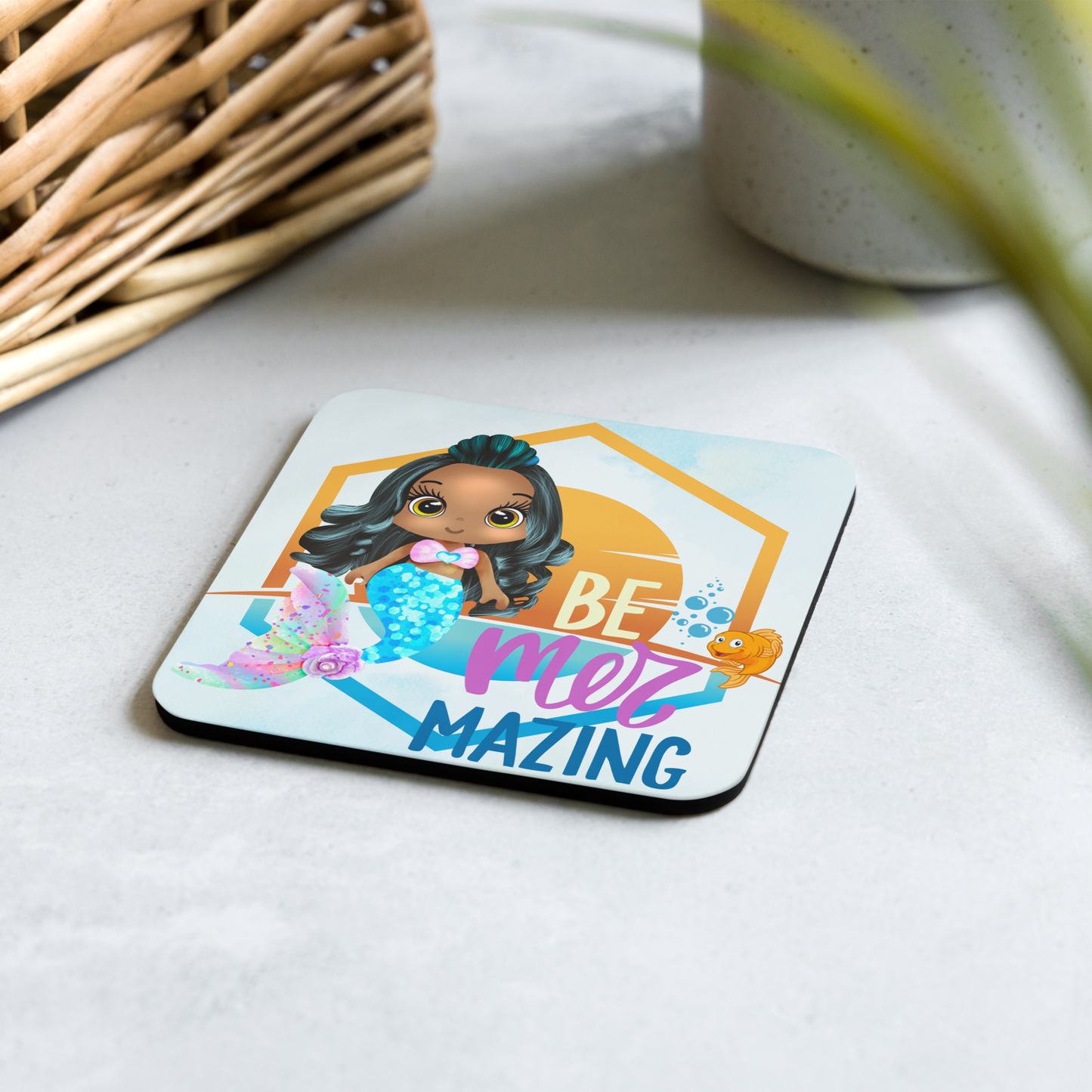 Cork-back coaster | Under the Sea Be Mer-mazing Mermaid