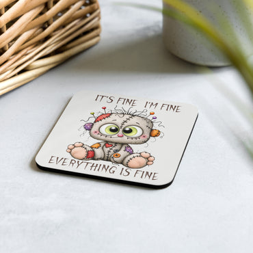 Cork-back coaster | Everything is Fine Halloween Doll