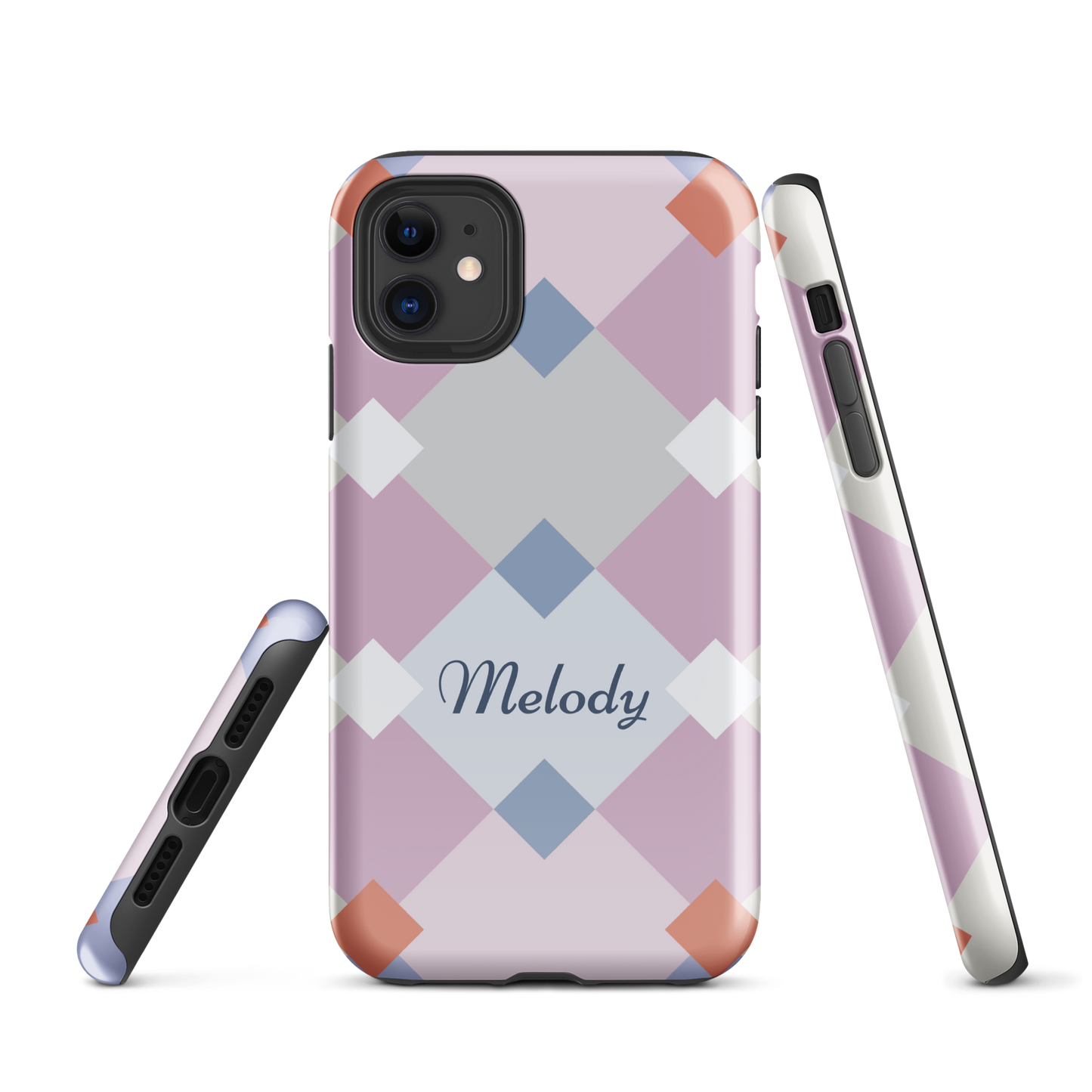 Tough case for iPhone 11, 12, 13, 14, 15 Variations | Add Your Name Geometric Shaped