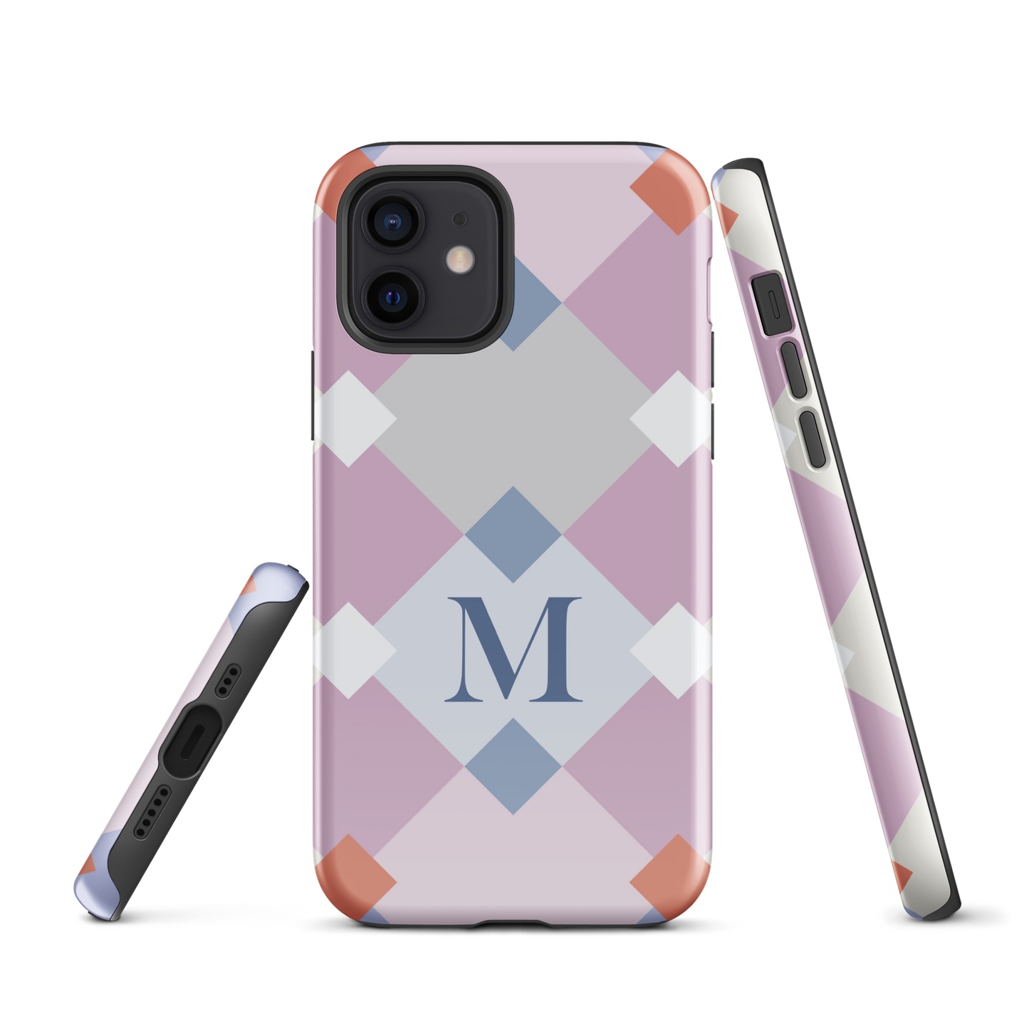 Tough case for iPhone 11, 12, 13, 14, 15 Variations | Monogramed Geometric Shaped