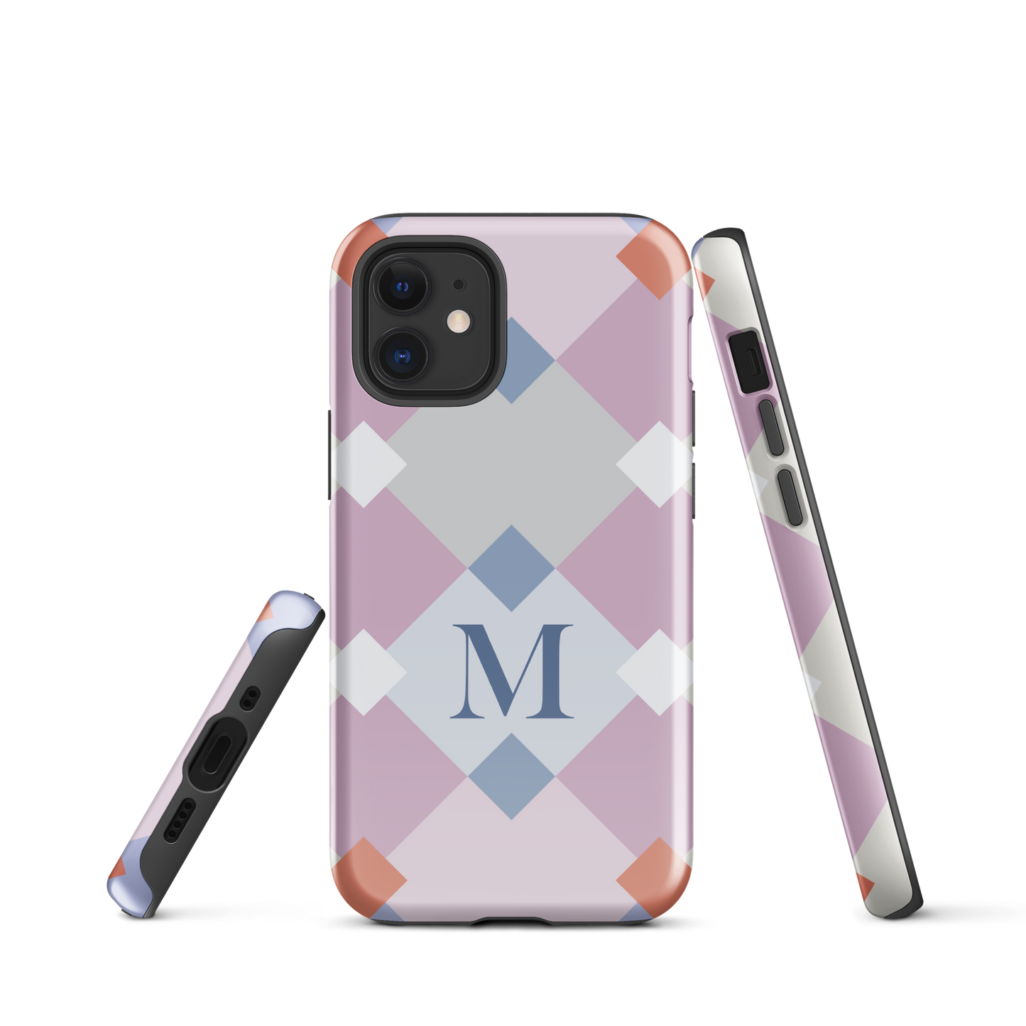 Tough case for iPhone 11, 12, 13, 14, 15 Variations | Monogramed Geometric Shaped