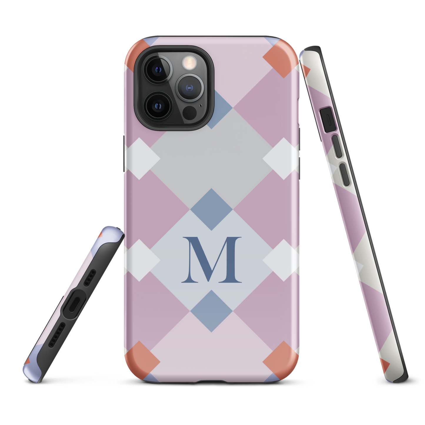 Tough case for iPhone 11, 12, 13, 14, 15 Variations | Monogramed Geometric Shaped