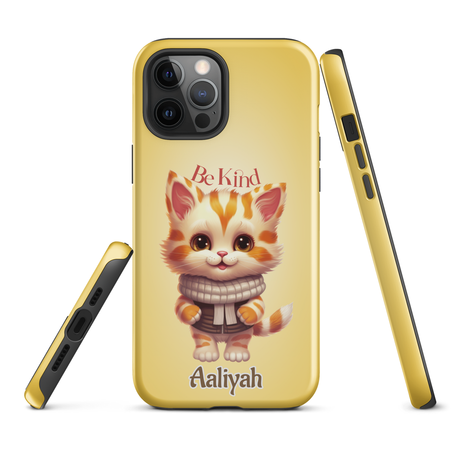 Tough case for iPhone 11, 12, 13, 14, 15 Variations | Add Your Name Be Kind Cute Cat