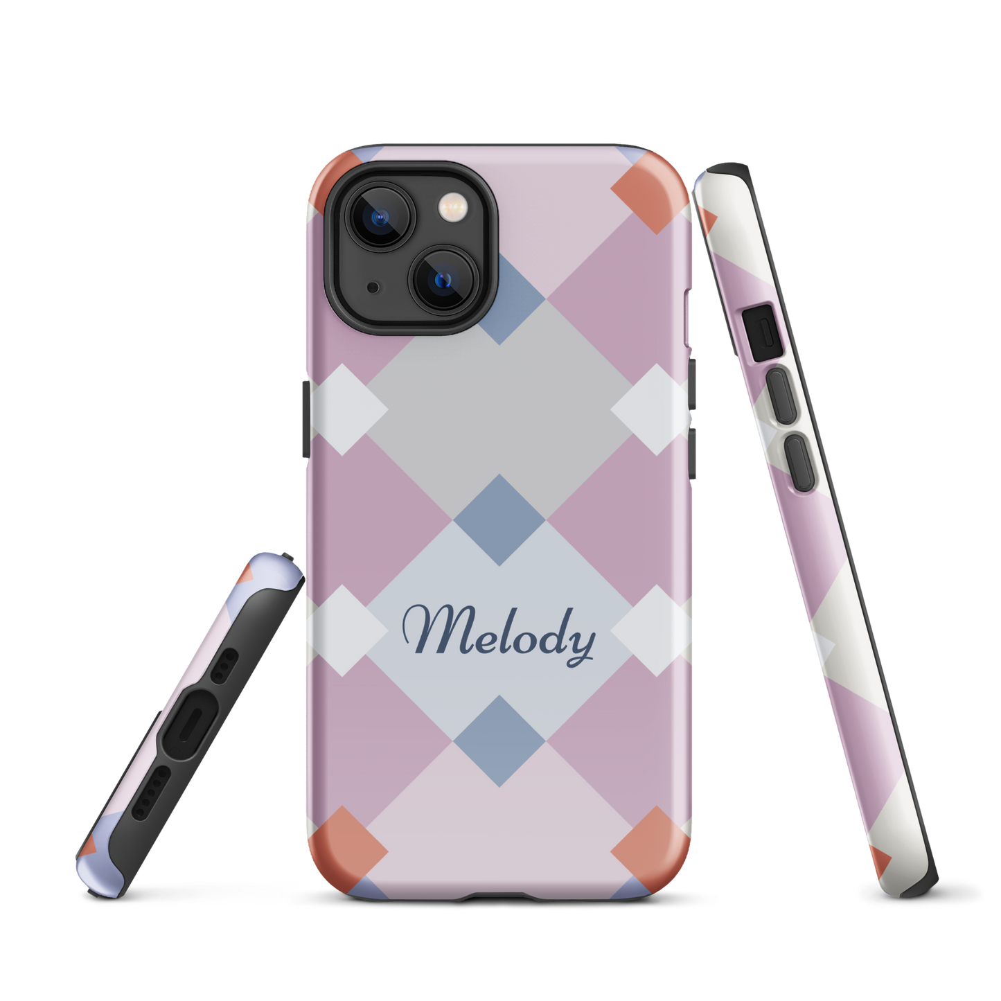 Tough case for iPhone 11, 12, 13, 14, 15 Variations | Add Your Name Geometric Shaped