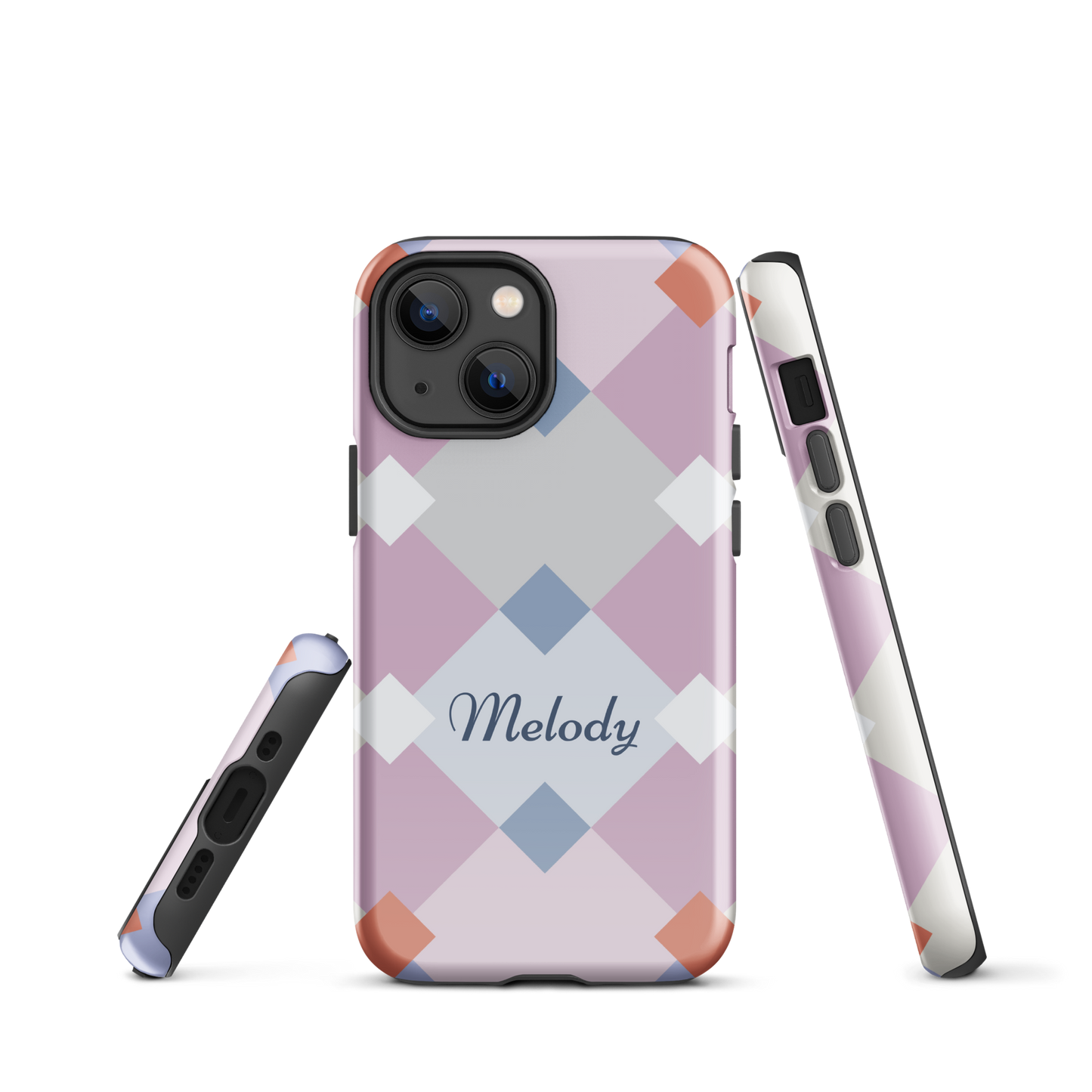 Tough case for iPhone 11, 12, 13, 14, 15 Variations | Add Your Name Geometric Shaped