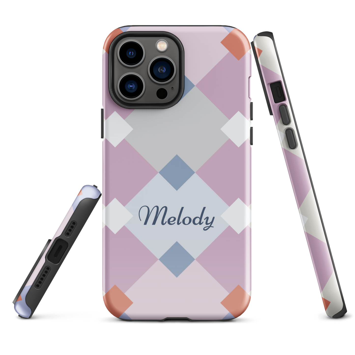 Tough case for iPhone 11, 12, 13, 14, 15 Variations | Add Your Name Geometric Shaped