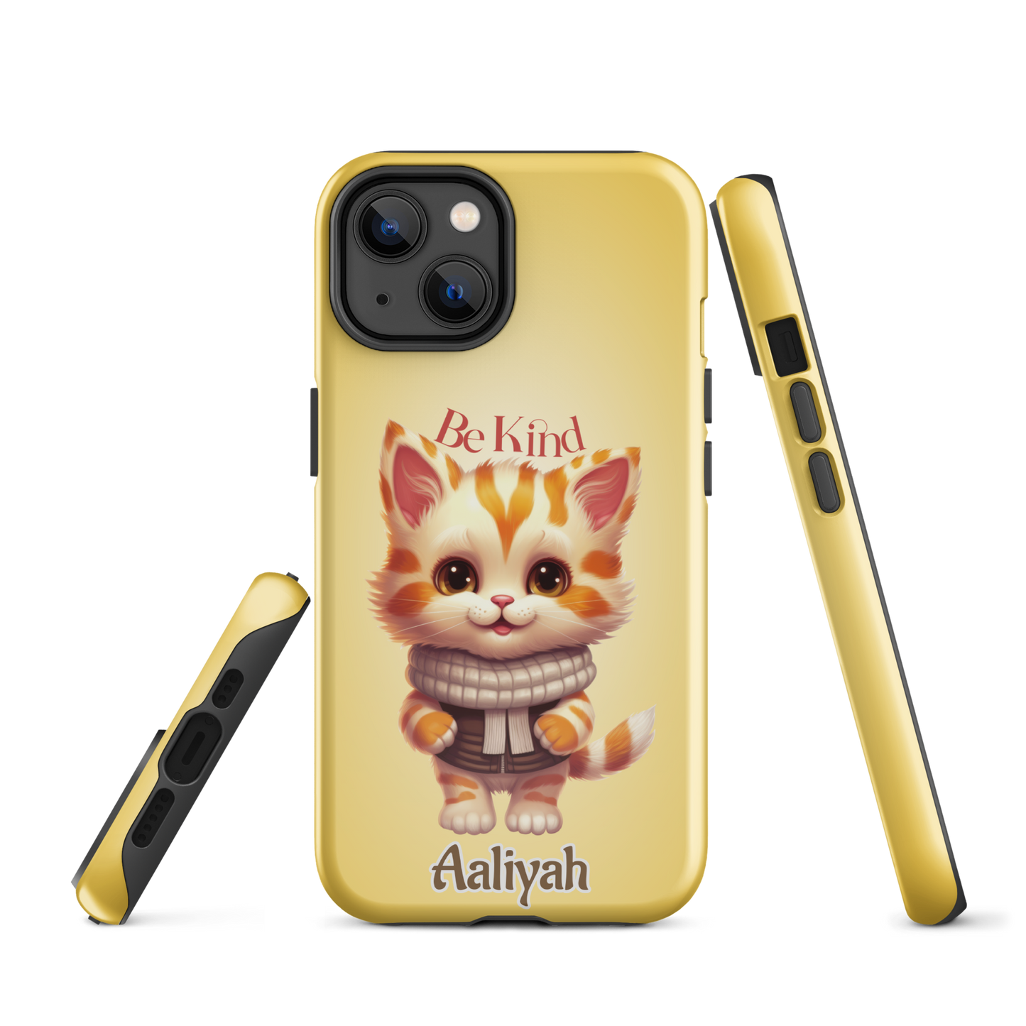 Tough case for iPhone 11, 12, 13, 14, 15 Variations | Add Your Name Be Kind Cute Cat