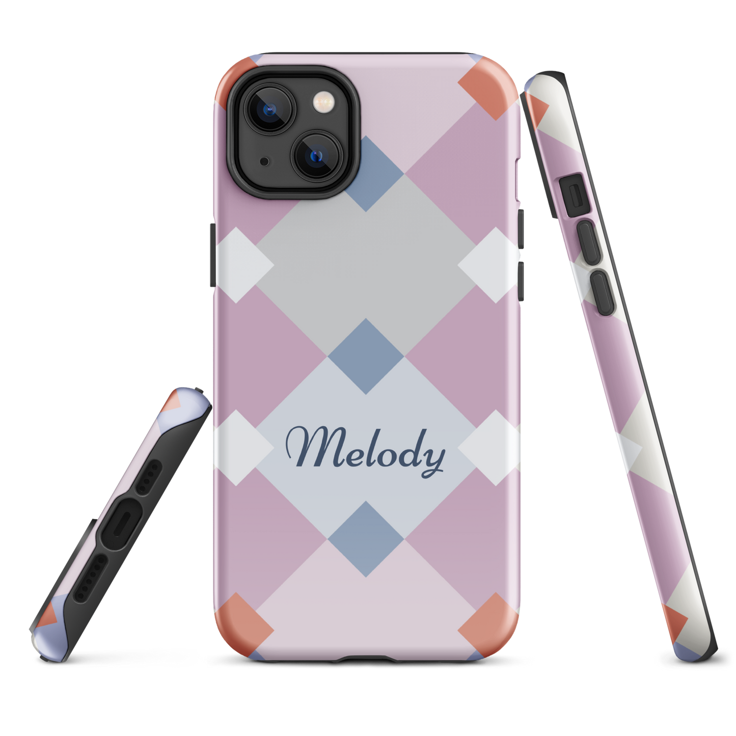 Tough case for iPhone 11, 12, 13, 14, 15 Variations | Add Your Name Geometric Shaped