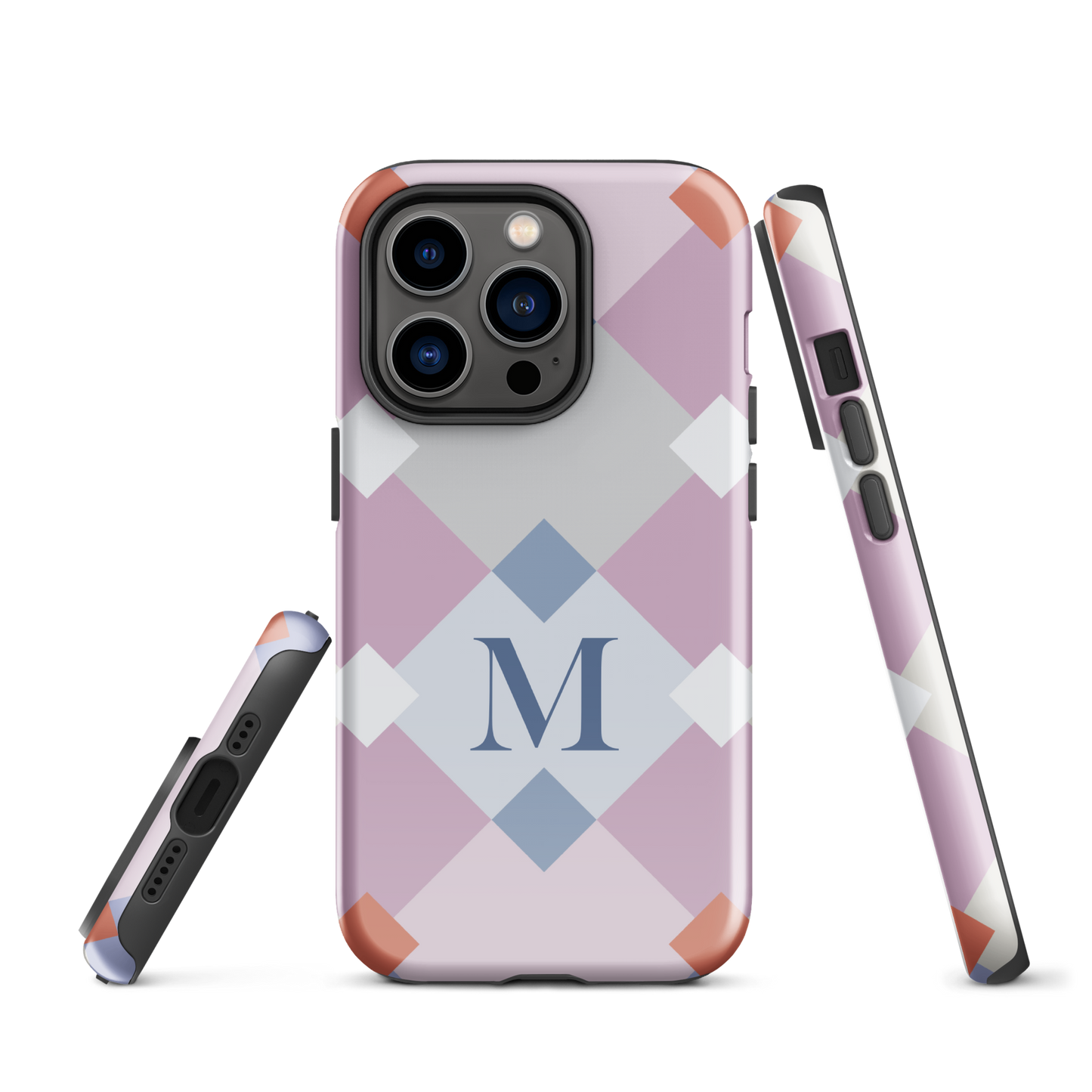 Tough case for iPhone 11, 12, 13, 14, 15 Variations | Monogramed Geometric Shaped