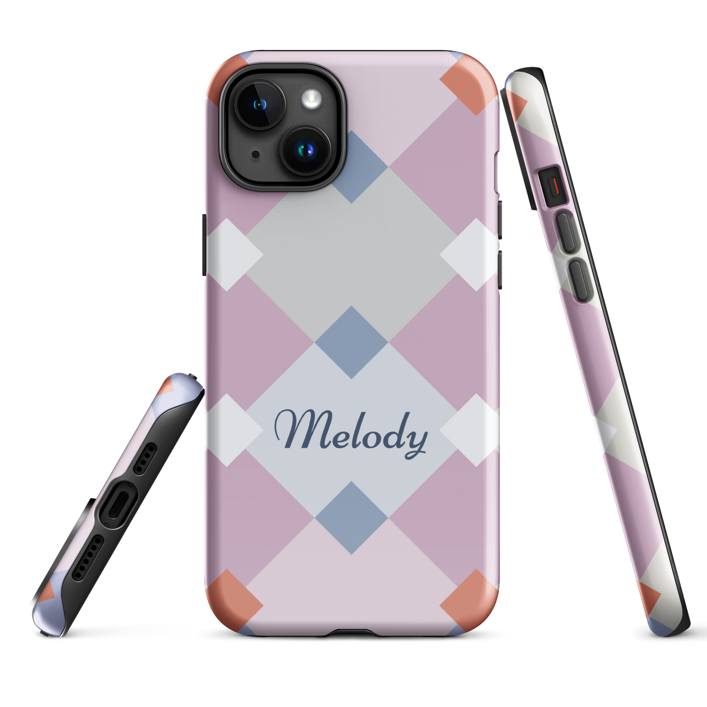 Tough case for iPhone 11, 12, 13, 14, 15 Variations | Add Your Name Geometric Shaped