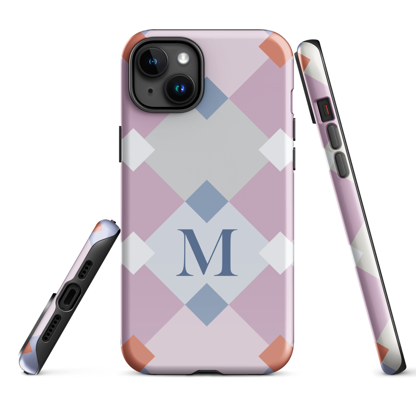 Tough case for iPhone 11, 12, 13, 14, 15 Variations | Monogramed Geometric Shaped