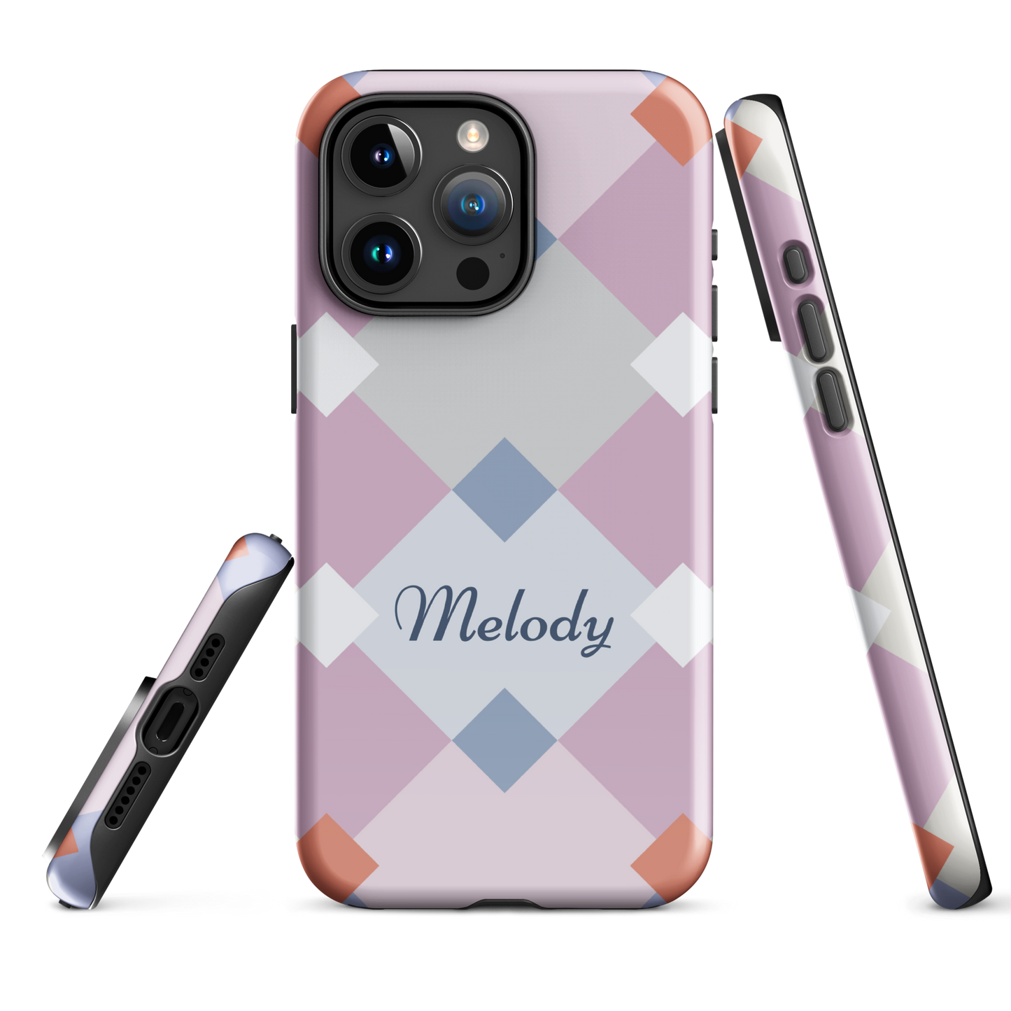 Tough case for iPhone 11, 12, 13, 14, 15 Variations | Add Your Name Geometric Shaped