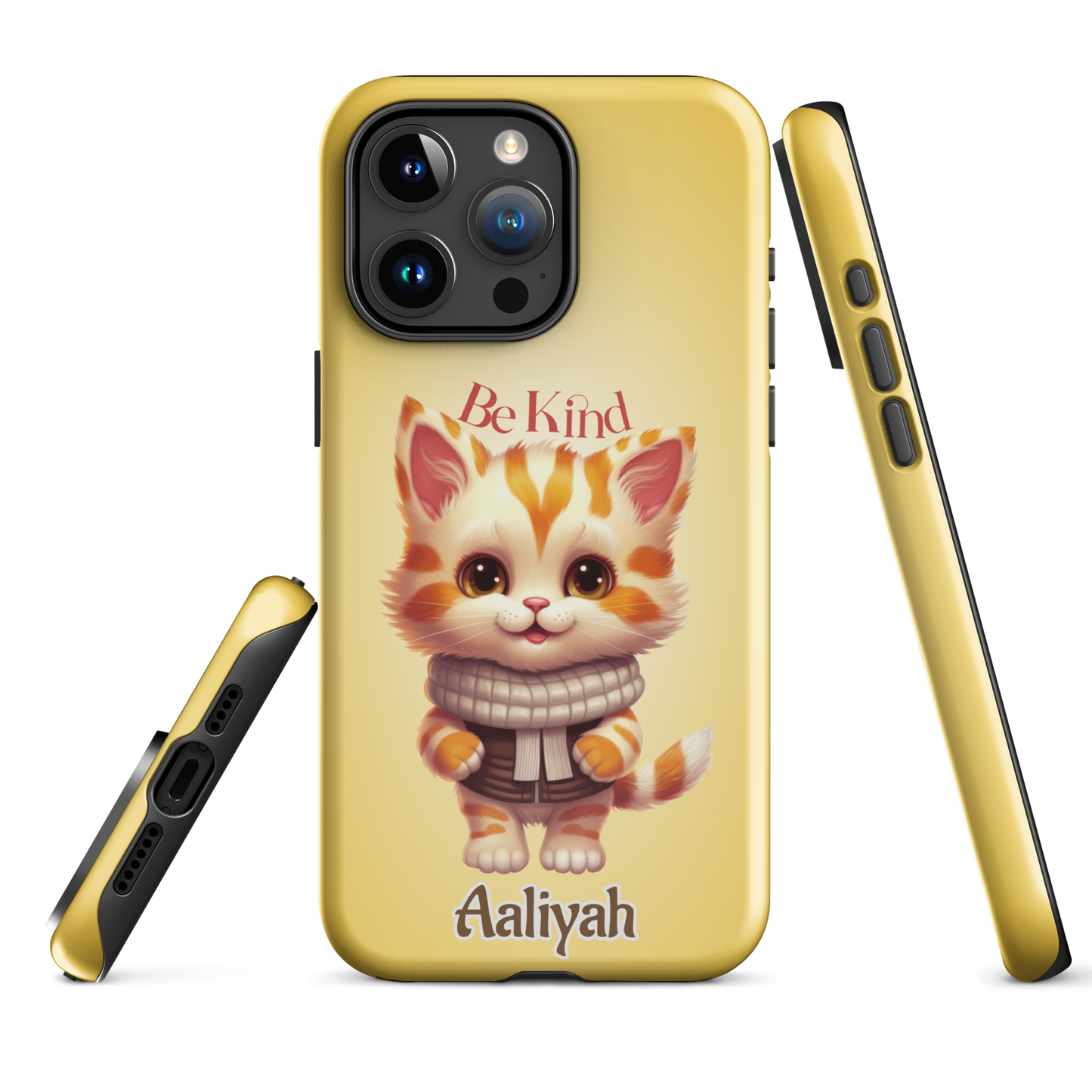 Tough case for iPhone 11, 12, 13, 14, 15 Variations | Add Your Name Be Kind Cute Cat