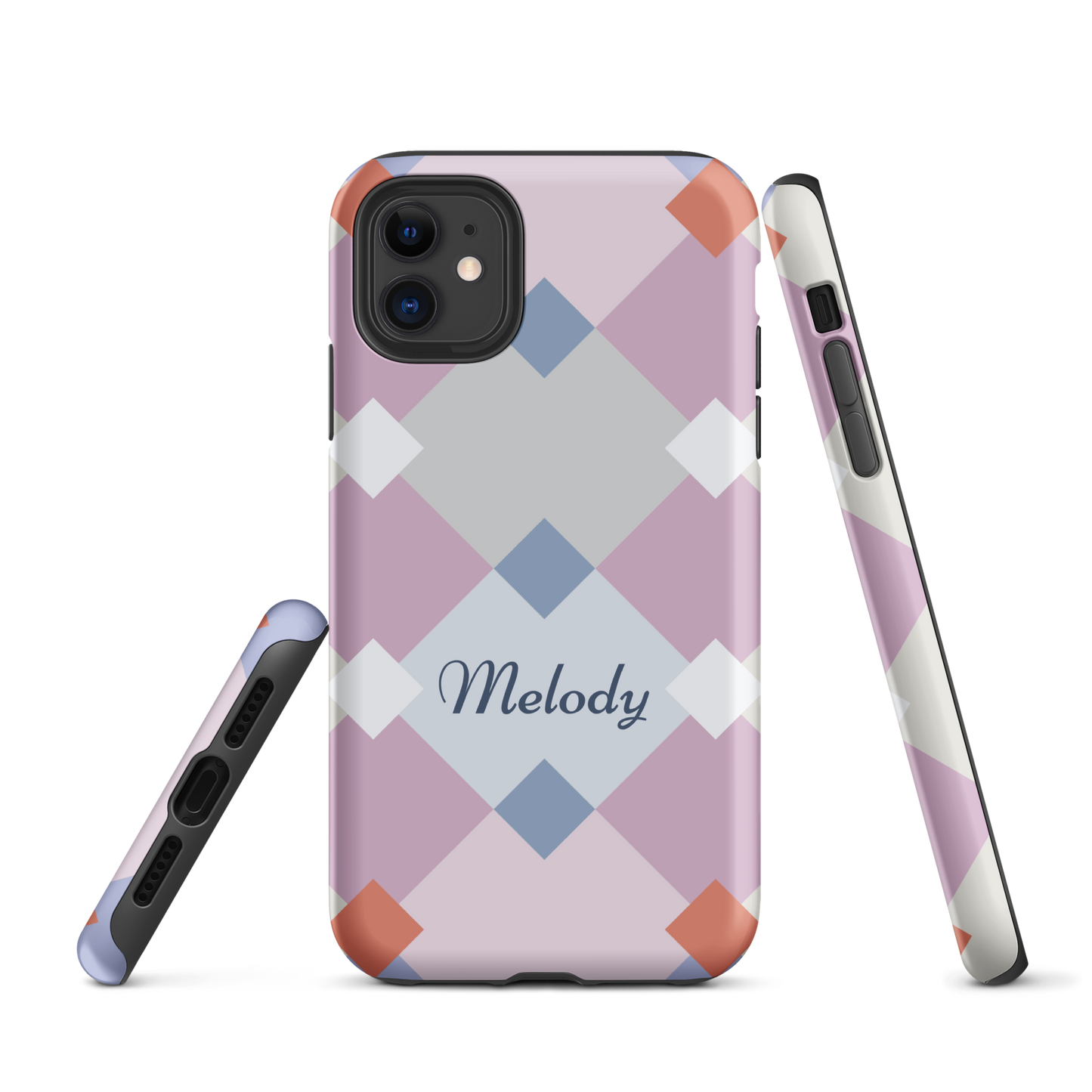 Tough case for iPhone 11, 12, 13, 14, 15 Variations | Add Your Name Geometric Shaped