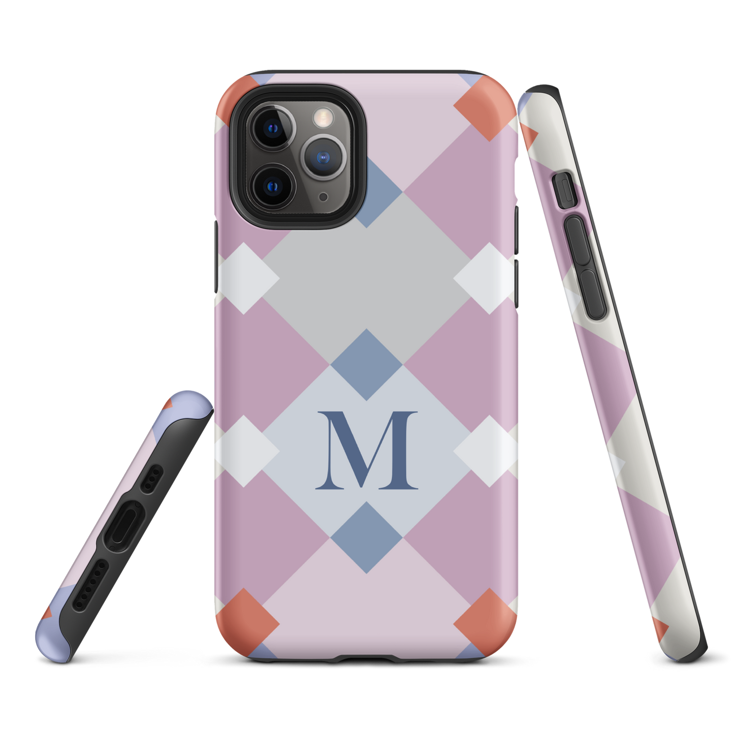 Tough case for iPhone 11, 12, 13, 14, 15 Variations | Monogramed Geometric Shaped