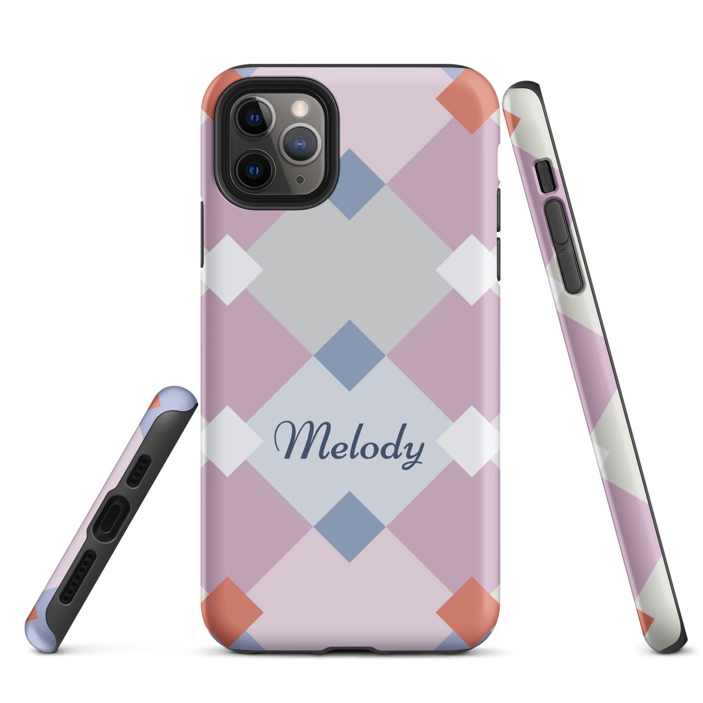 Tough case for iPhone 11, 12, 13, 14, 15 Variations | Add Your Name Geometric Shaped