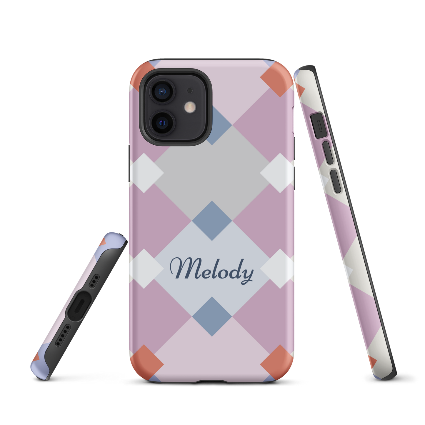 Tough case for iPhone 11, 12, 13, 14, 15 Variations | Add Your Name Geometric Shaped