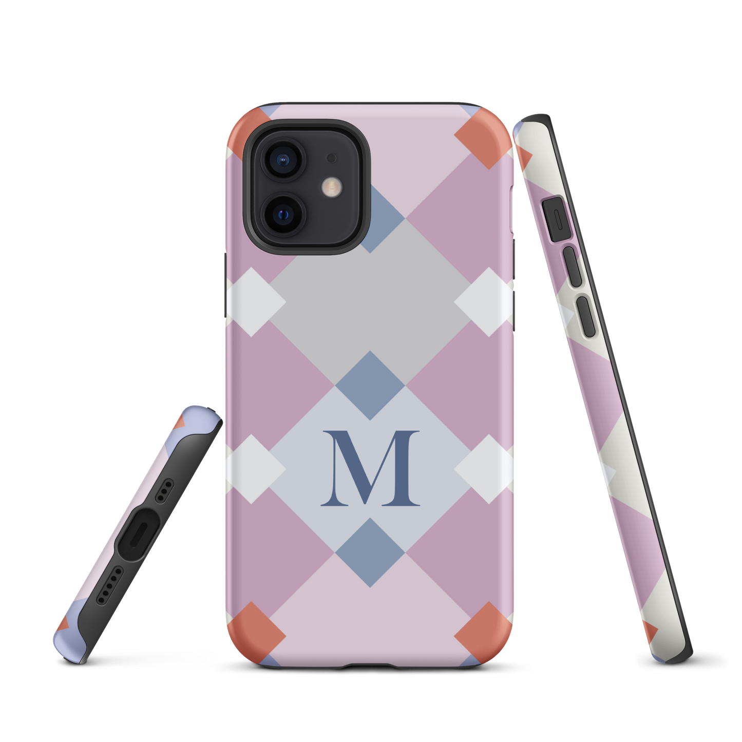 Tough case for iPhone 11, 12, 13, 14, 15 Variations | Monogramed Geometric Shaped