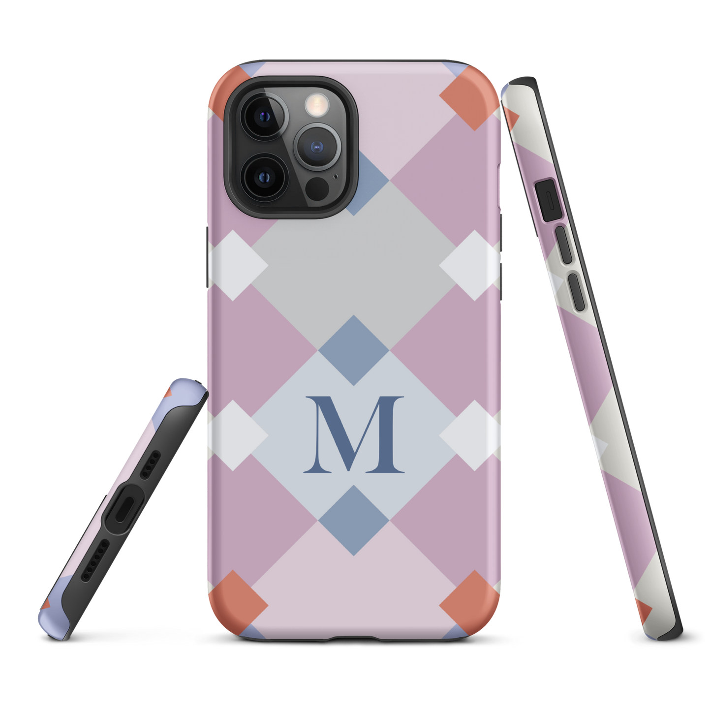 Tough case for iPhone 11, 12, 13, 14, 15 Variations | Monogramed Geometric Shaped