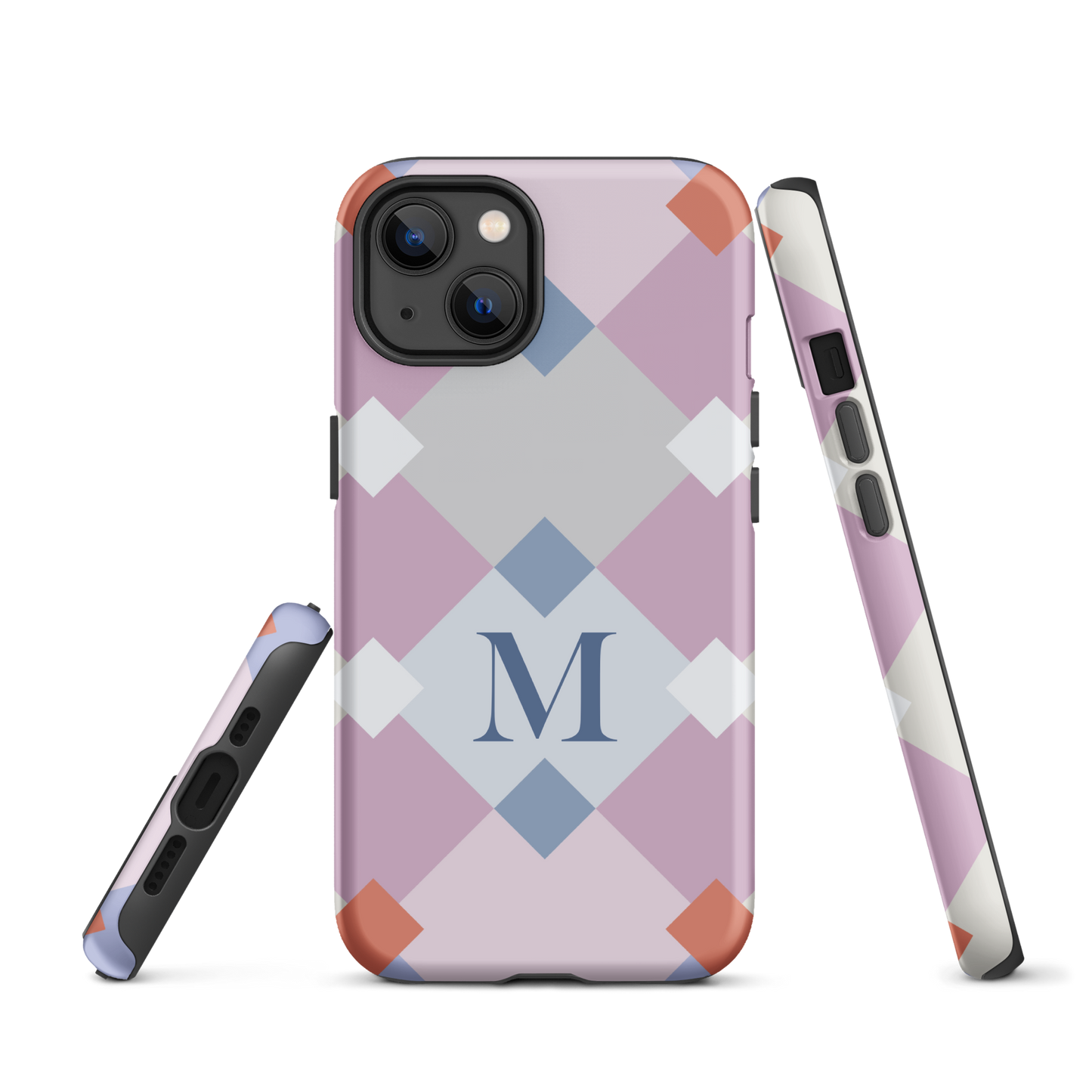 Tough case for iPhone 11, 12, 13, 14, 15 Variations | Monogramed Geometric Shaped