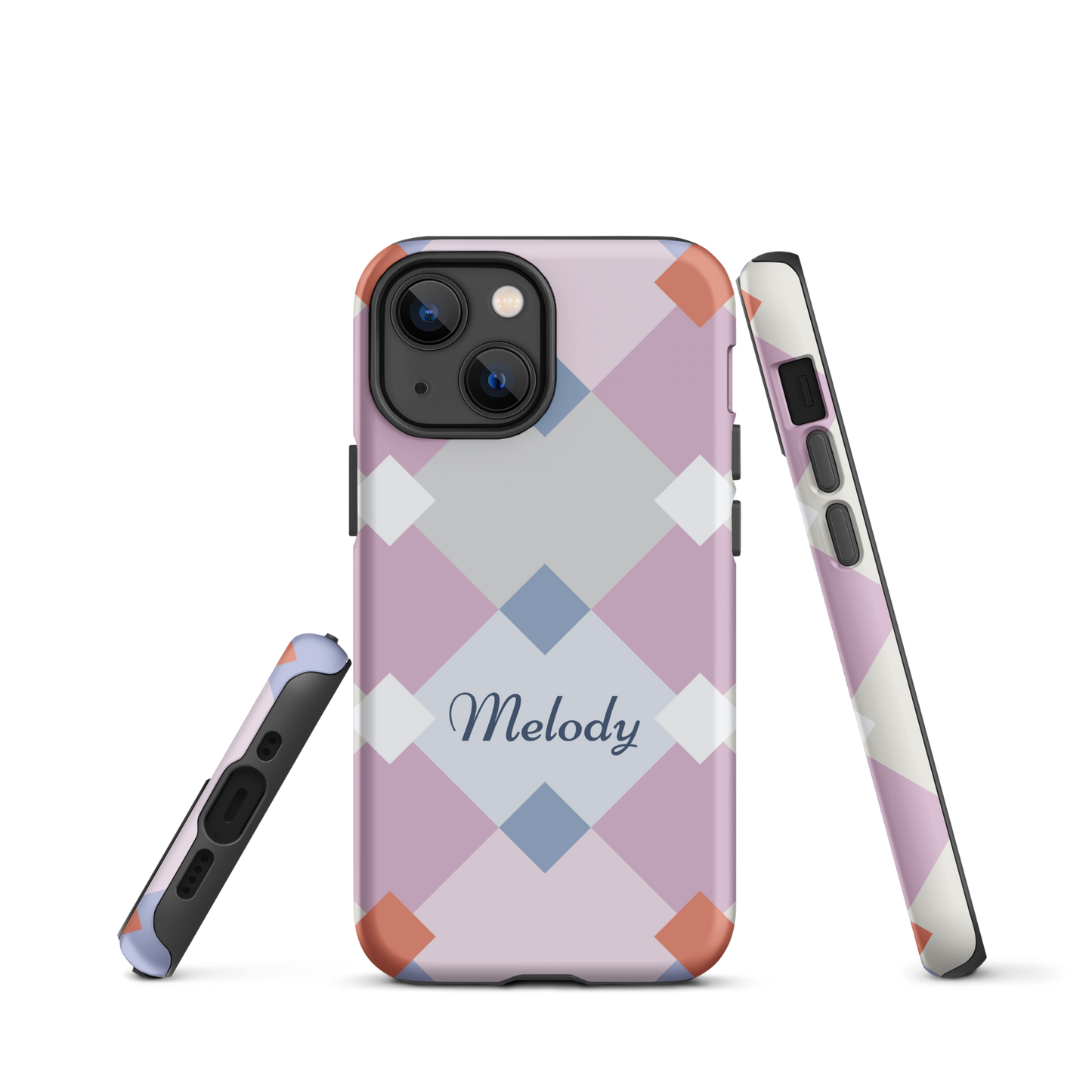 Tough case for iPhone 11, 12, 13, 14, 15 Variations | Add Your Name Geometric Shaped