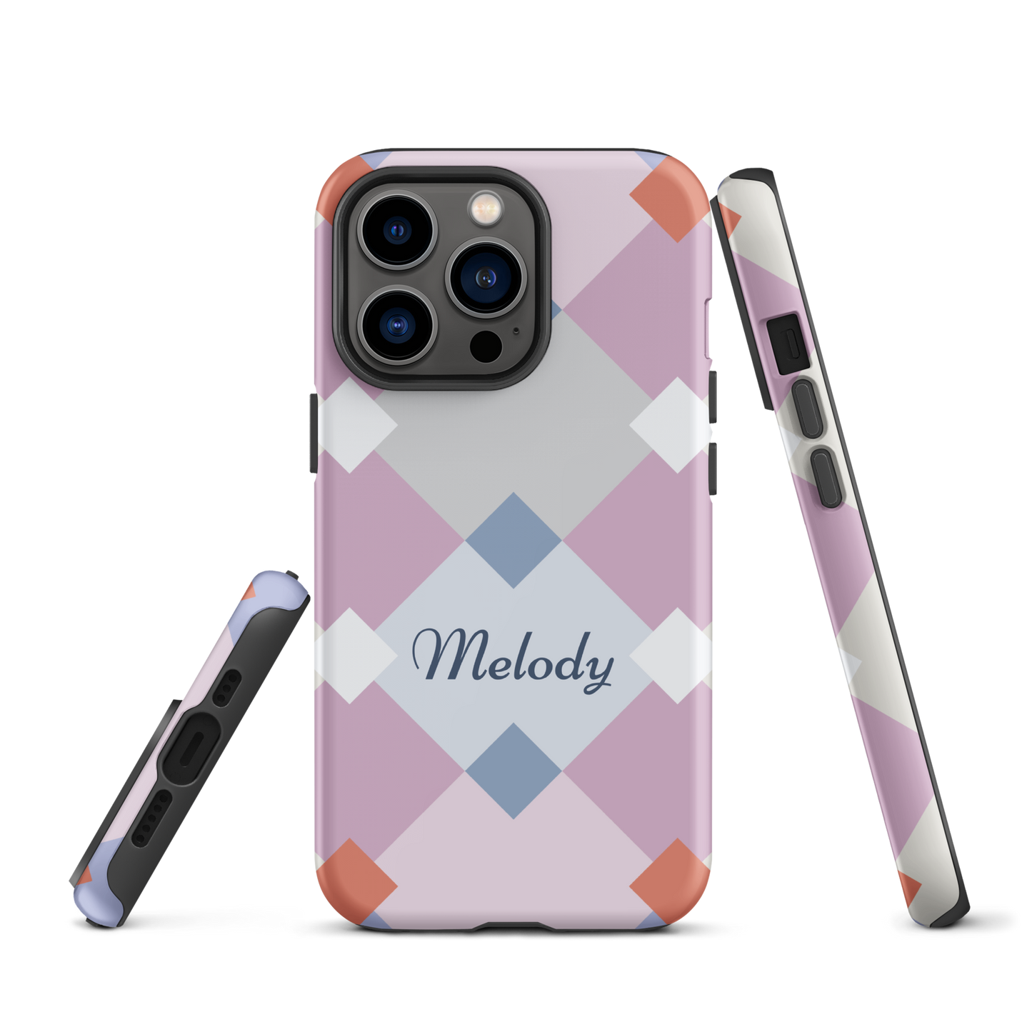 Tough case for iPhone 11, 12, 13, 14, 15 Variations | Add Your Name Geometric Shaped