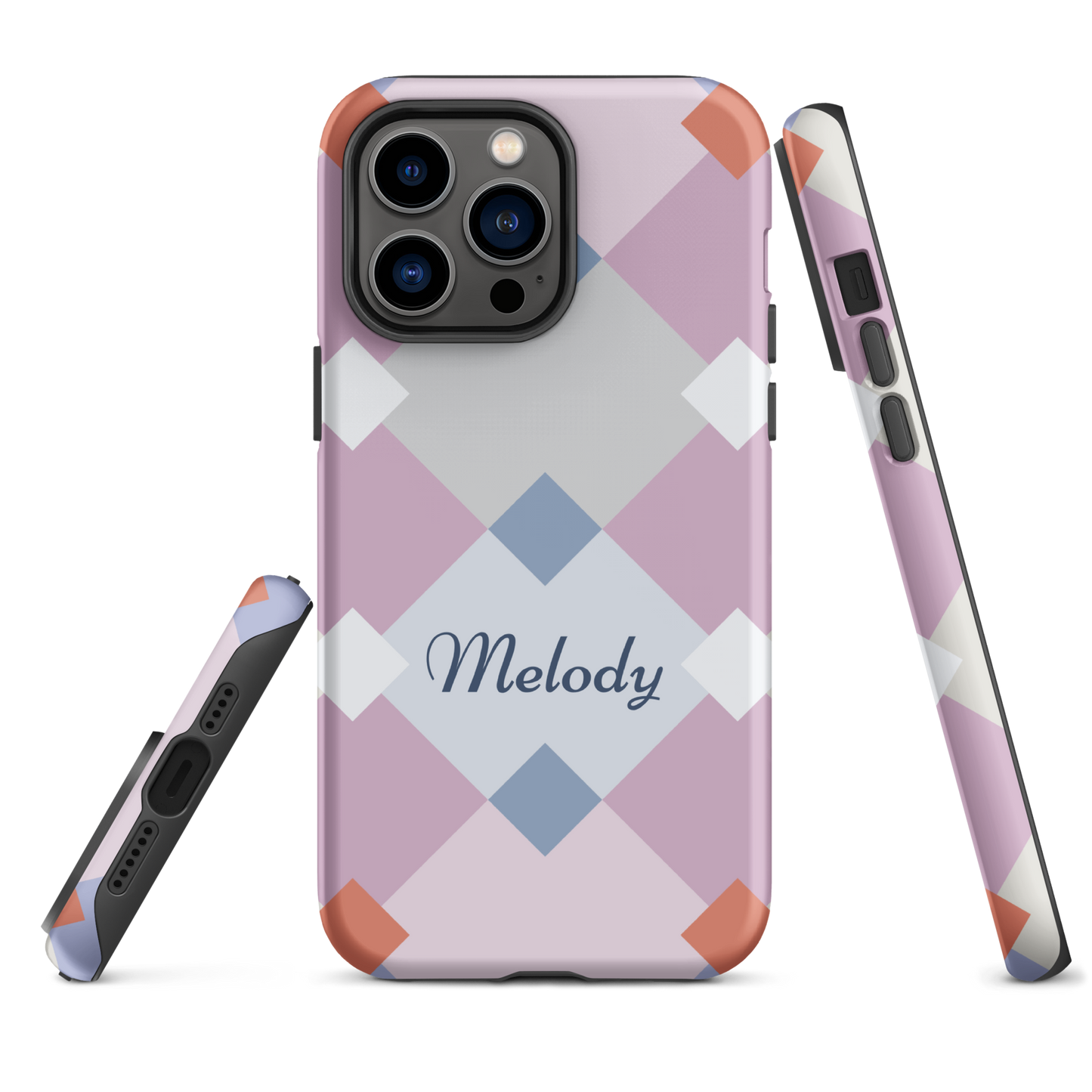 Tough case for iPhone 11, 12, 13, 14, 15 Variations | Add Your Name Geometric Shaped