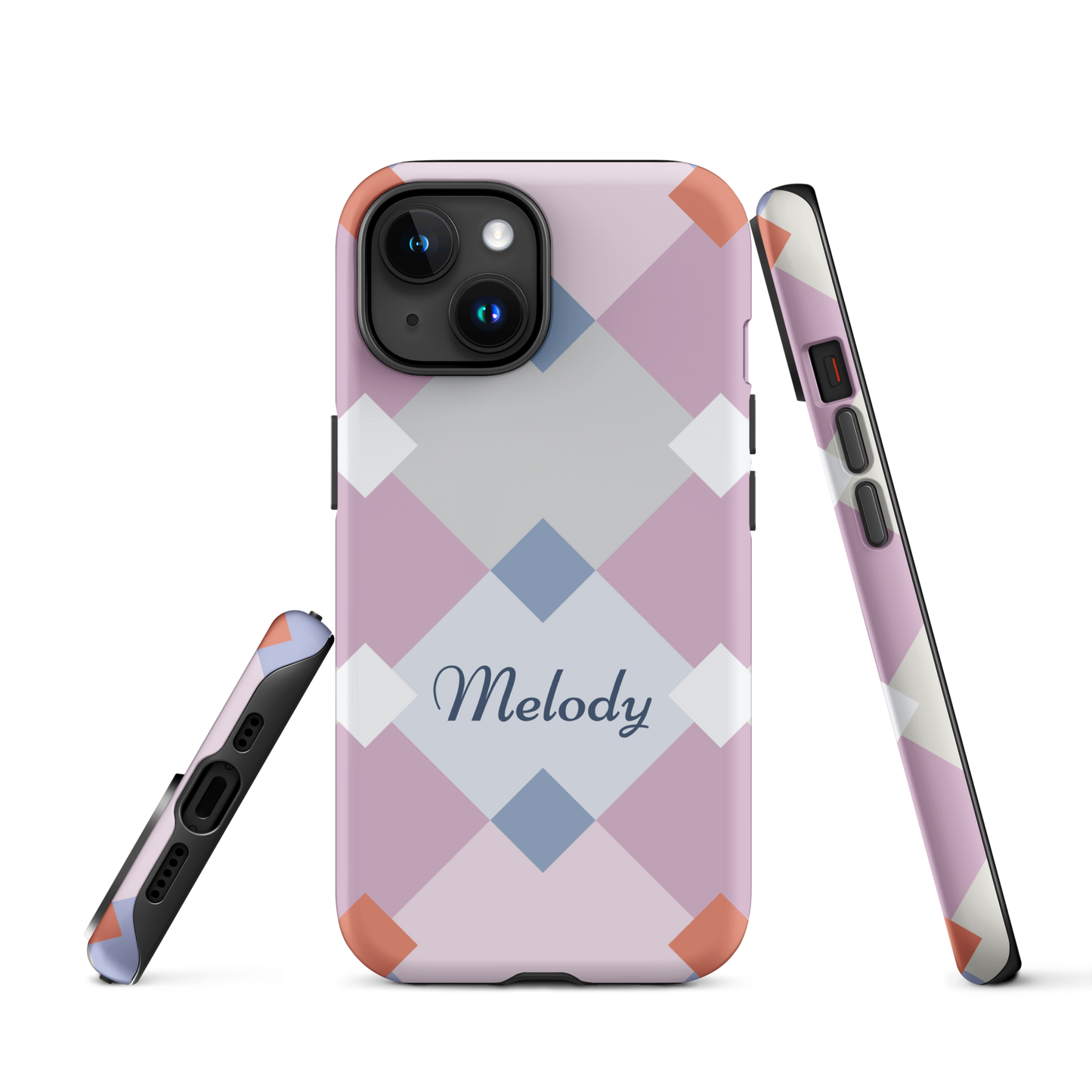 Tough case for iPhone 11, 12, 13, 14, 15 Variations | Add Your Name Geometric Shaped