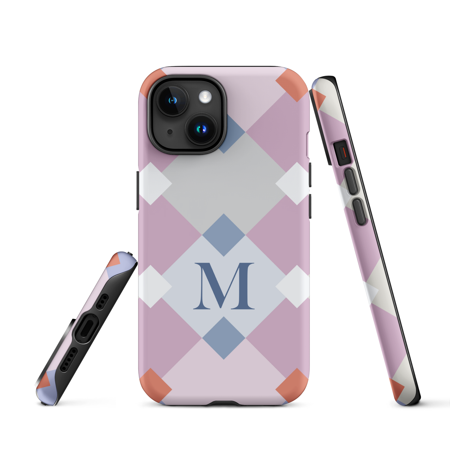 Tough case for iPhone 11, 12, 13, 14, 15 Variations | Monogramed Geometric Shaped