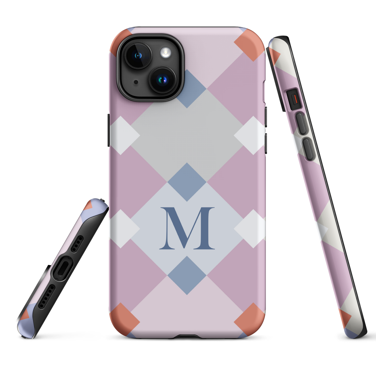 Tough case for iPhone 11, 12, 13, 14, 15 Variations | Monogramed Geometric Shaped