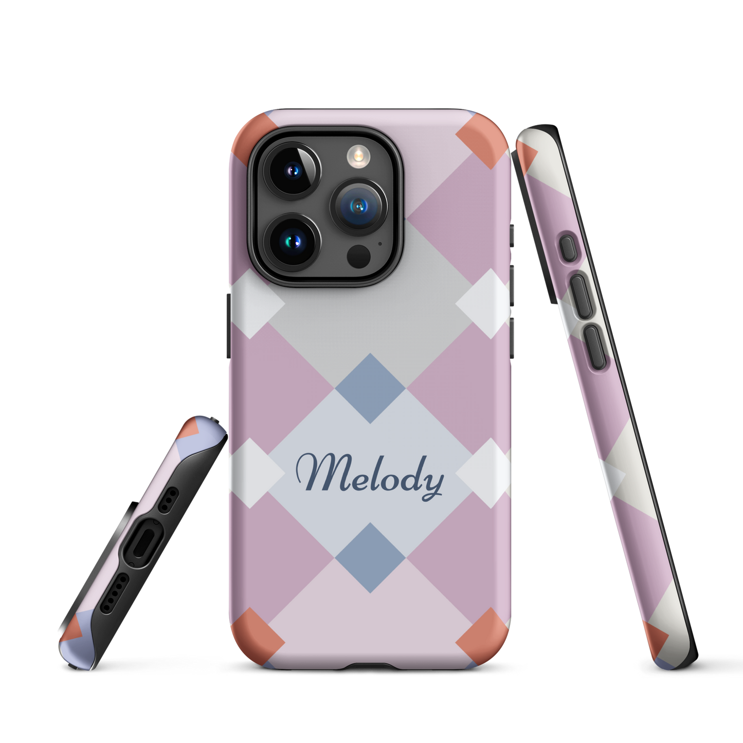 Tough case for iPhone 11, 12, 13, 14, 15 Variations | Add Your Name Geometric Shaped