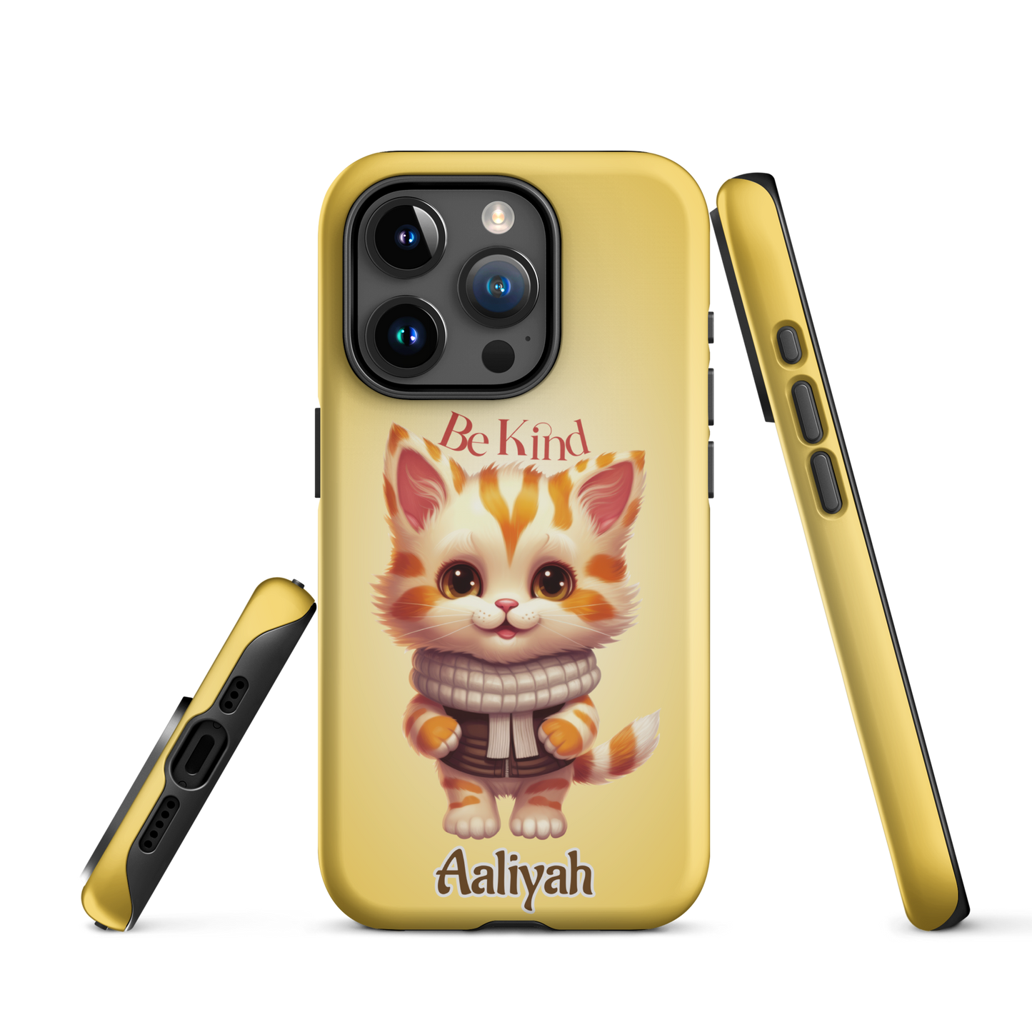 Tough case for iPhone 11, 12, 13, 14, 15 Variations | Add Your Name Be Kind Cute Cat