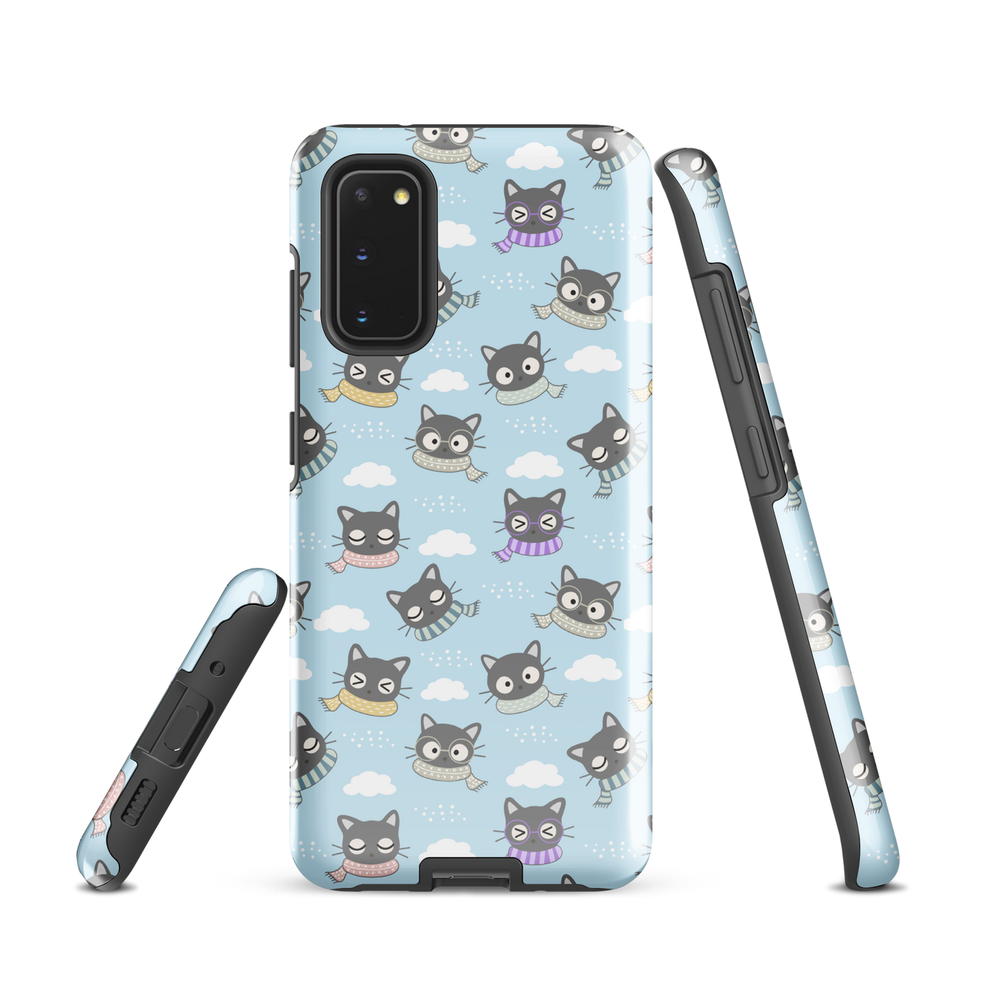 Tough case for Samsung Galaxy Variations | Gray Cat with Scarf in the Cloud