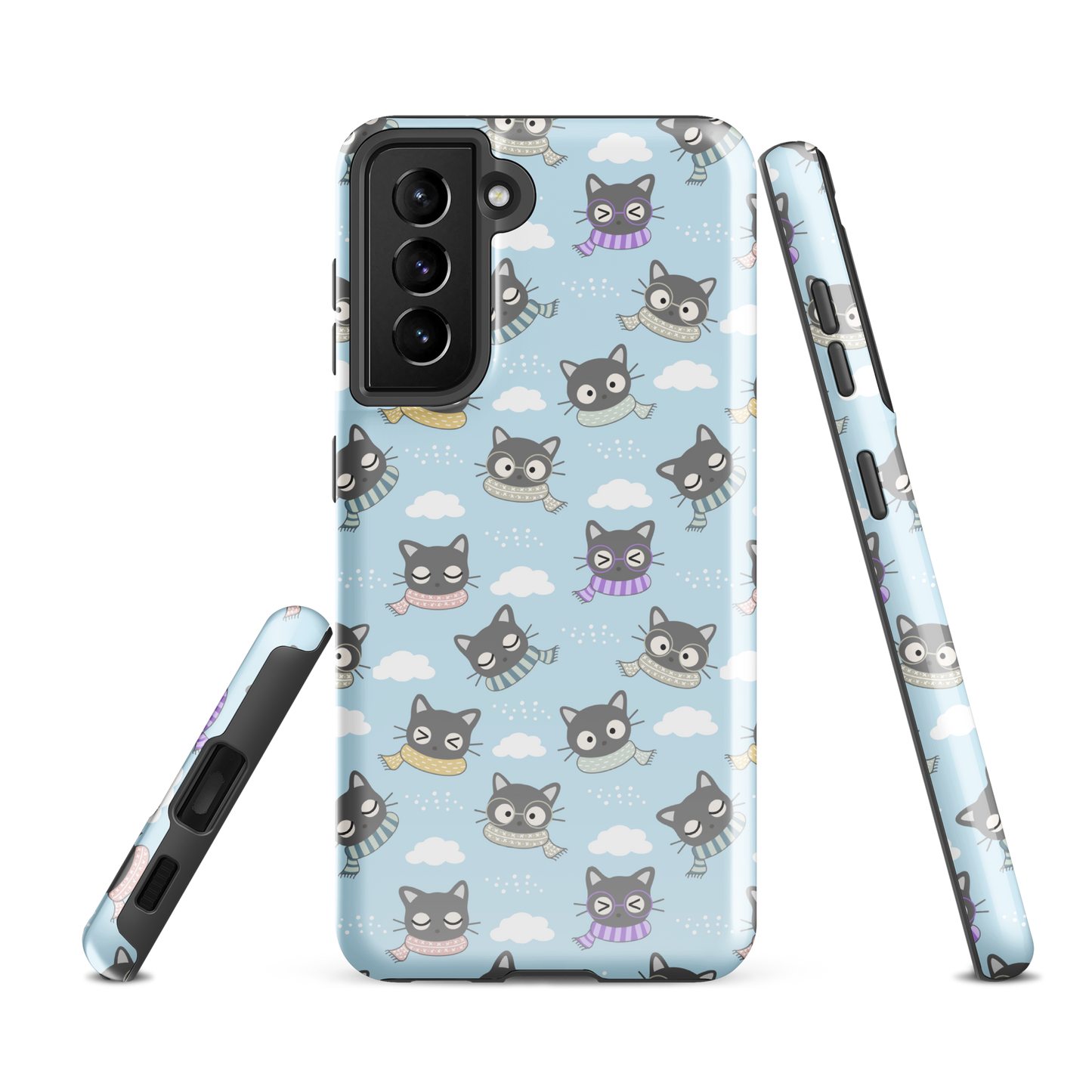 Tough case for Samsung Galaxy Variations | Gray Cat with Scarf in the Cloud