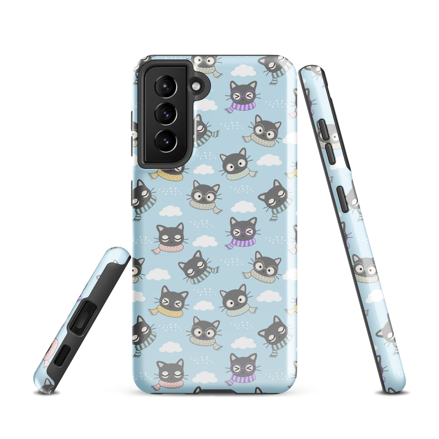 Tough case for Samsung Galaxy Variations | Gray Cat with Scarf in the Cloud