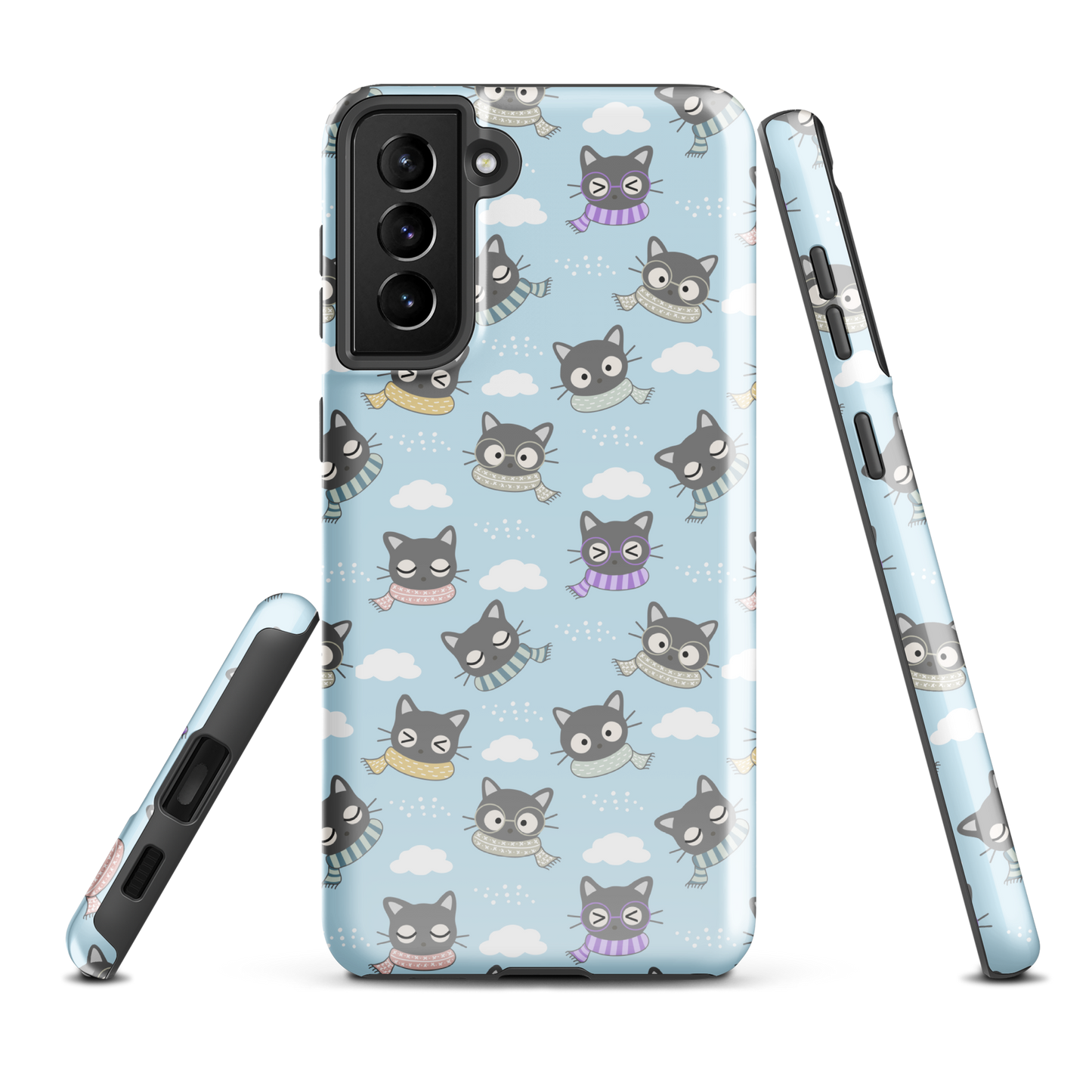 Tough case for Samsung Galaxy Variations | Gray Cat with Scarf in the Cloud