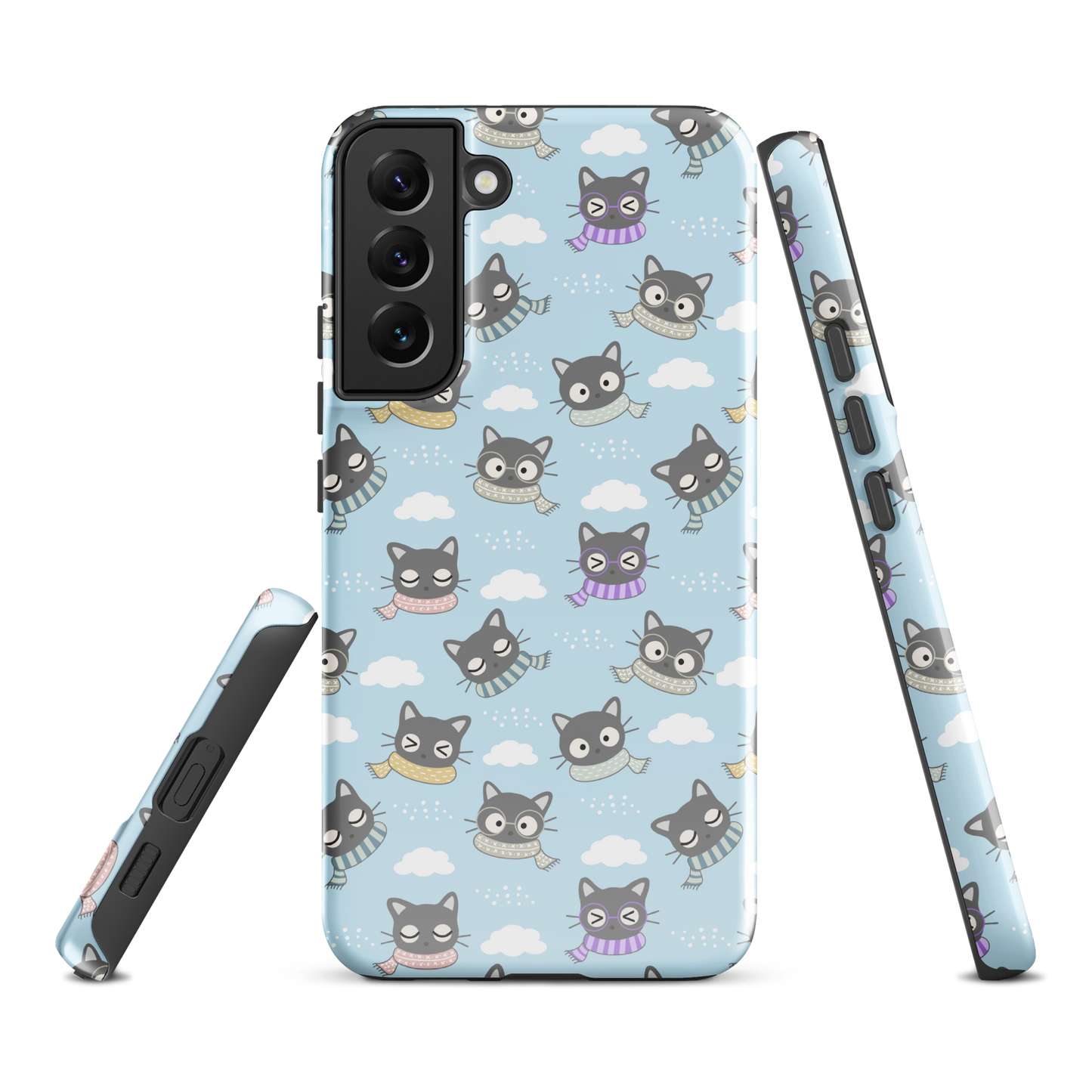 Tough case for Samsung Galaxy Variations | Gray Cat with Scarf in the Cloud