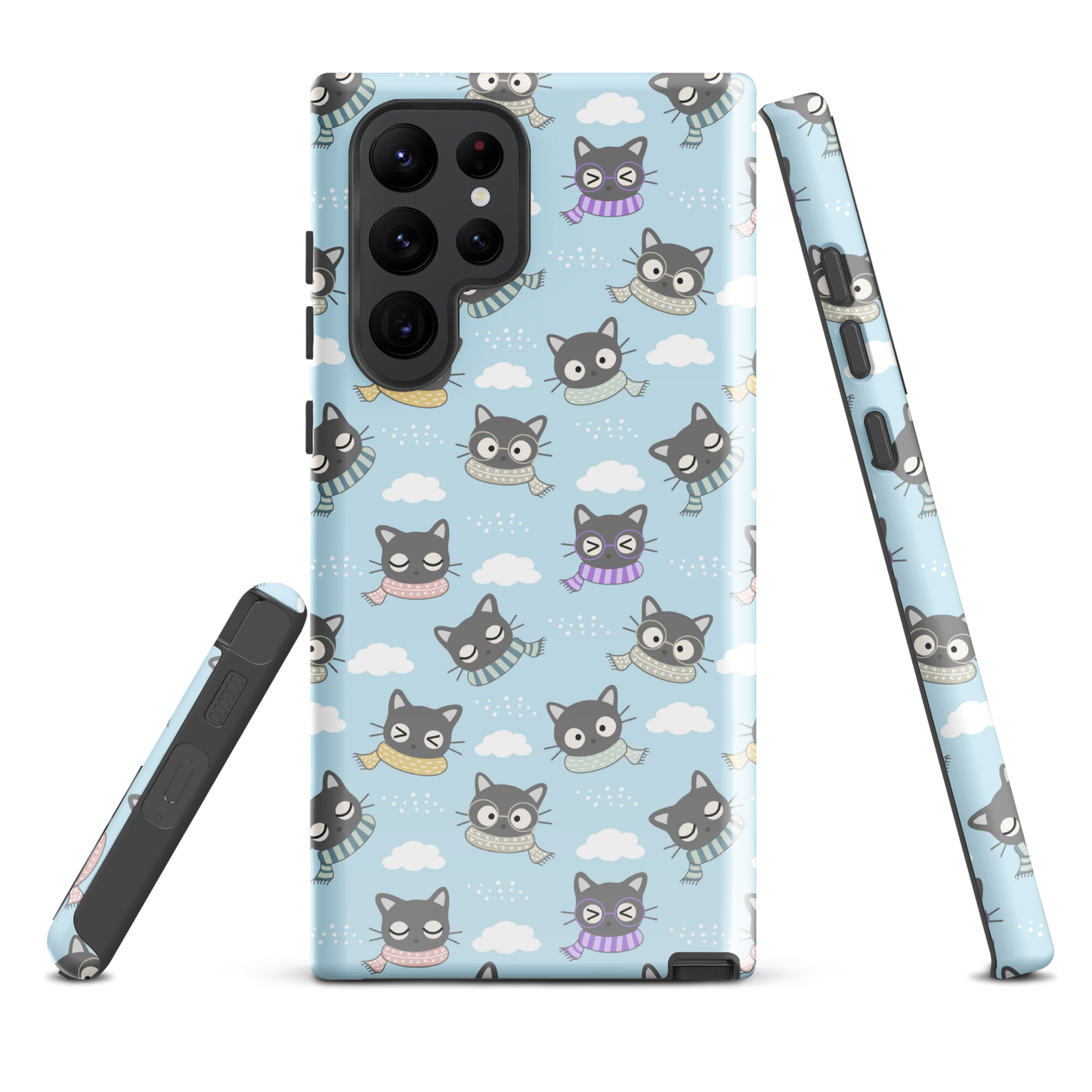 Tough case for Samsung Galaxy Variations | Gray Cat with Scarf in the Cloud