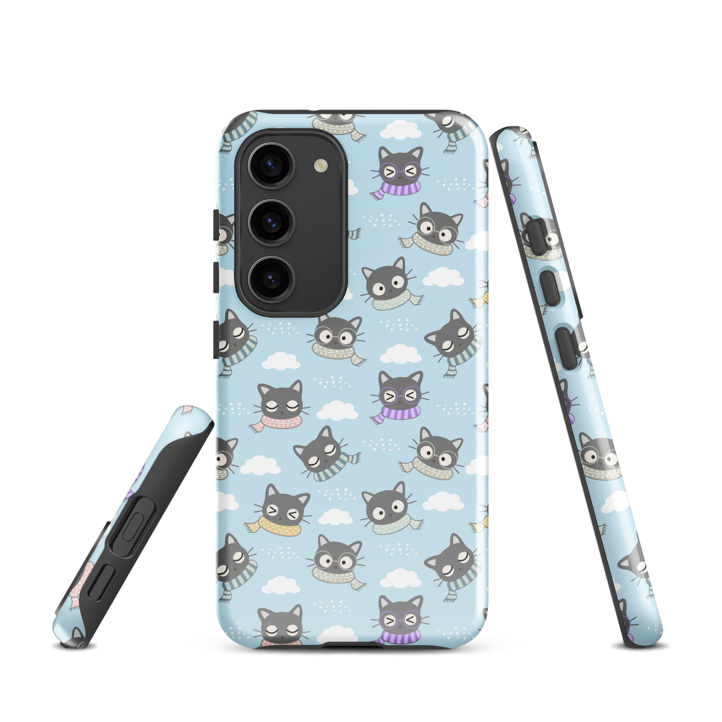 Tough case for Samsung Galaxy Variations | Gray Cat with Scarf in the Cloud